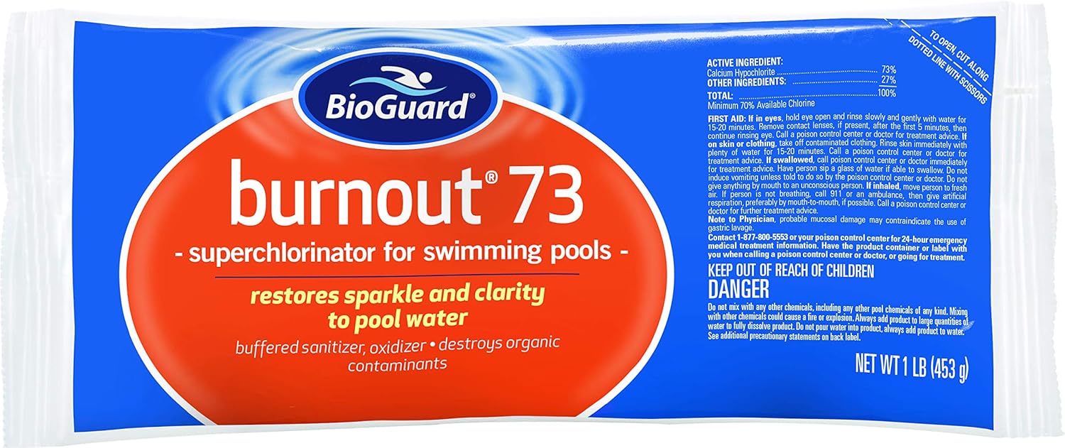LeisureQuip BioGuard 12 Pack Burnout 73 (1 lb) Swimming Pool Shock with Pool Care Log Book (12 Pack), 22860BIO Pack of 2