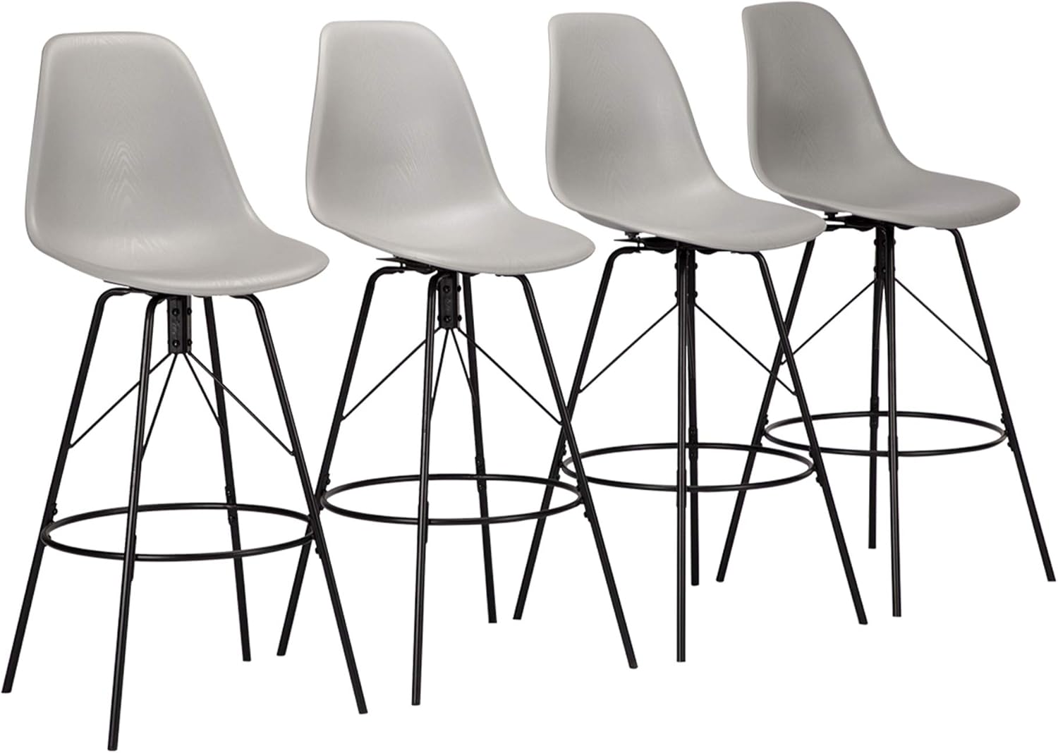 Alunaune Swivel Counter Bar Stools Set of 4 with Backs Mid Century Modern Armless Bar Height Side Chairs (24 inch,White)