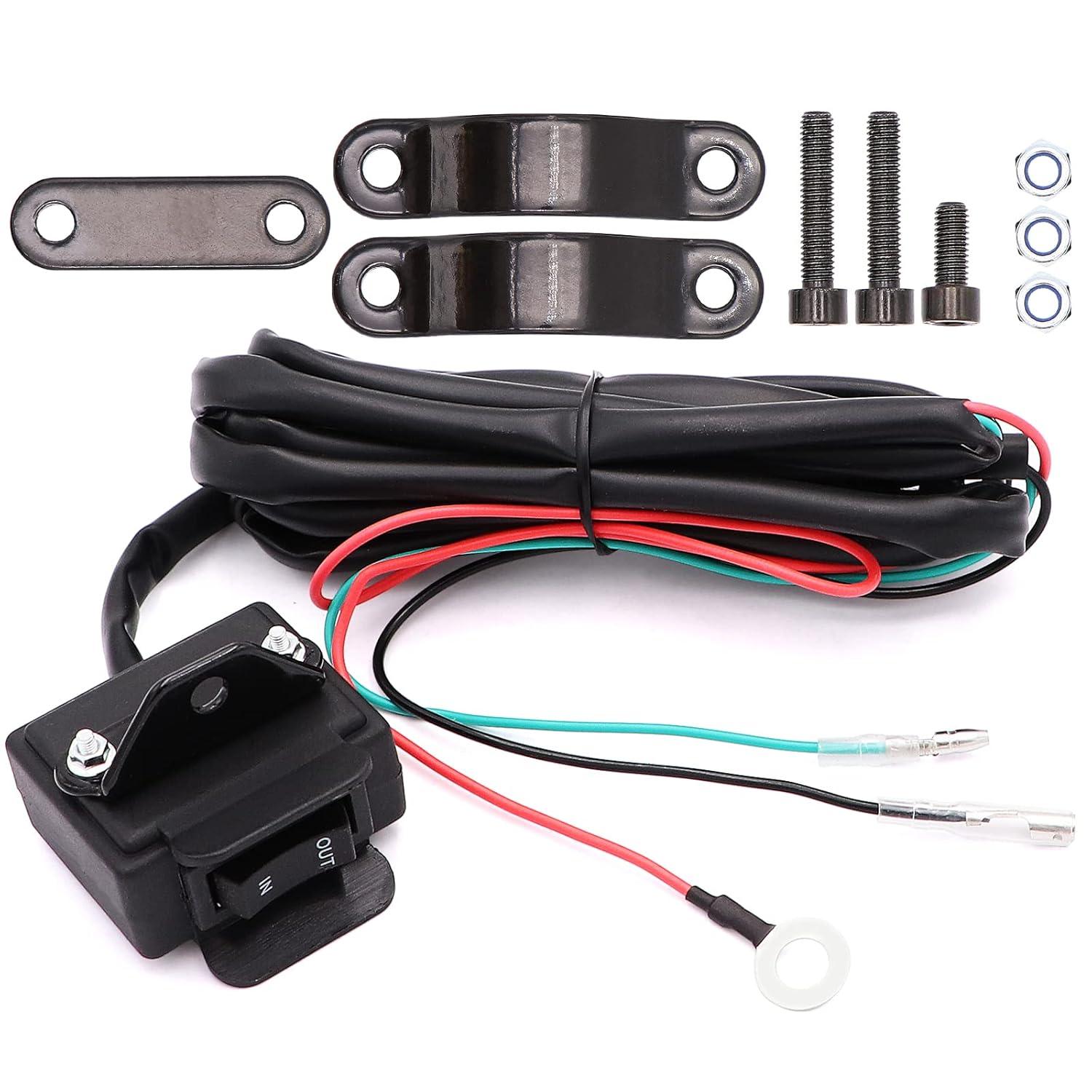 TuoLauthon 12V Winch Rocker Thumb Switch for ATV UTV with Mounting Bracket Handlebar Control line kit