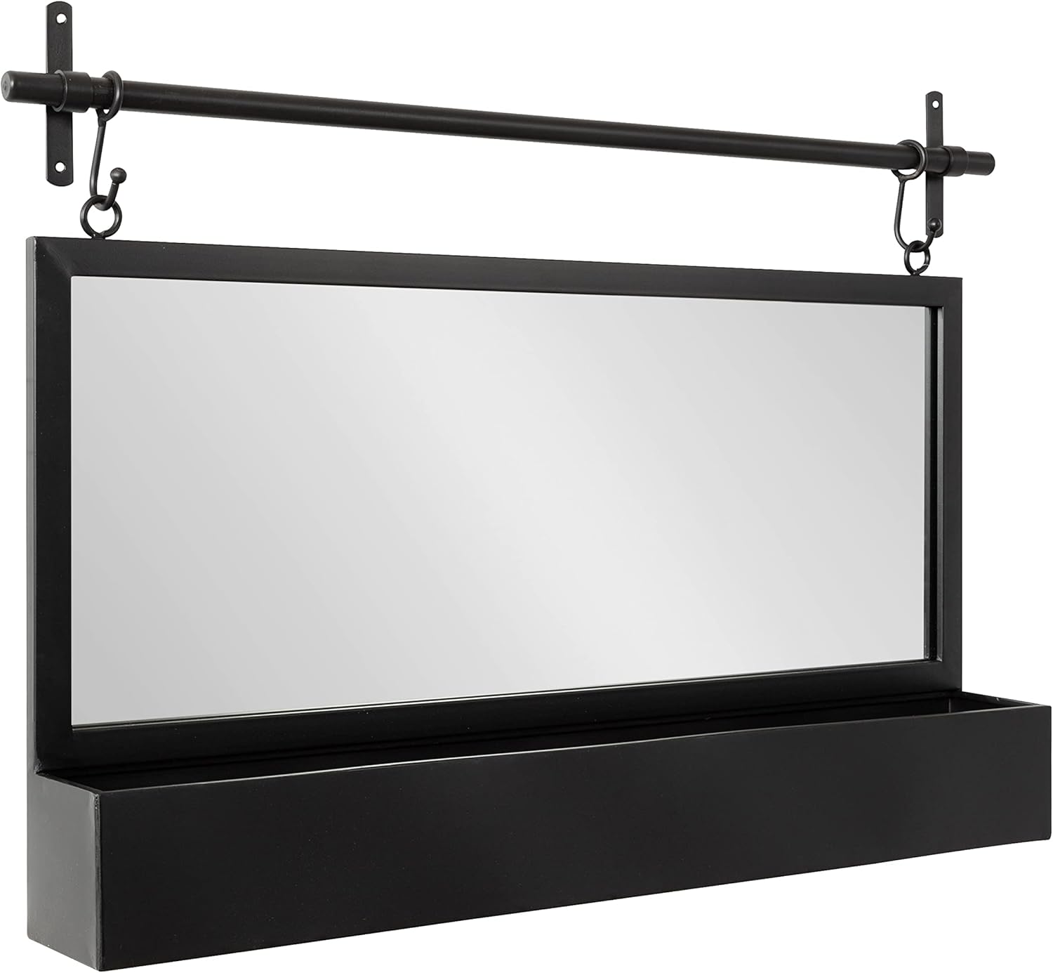 Kate and Laurel Gammons Wall Mirror with Shelf, 36x26, Black