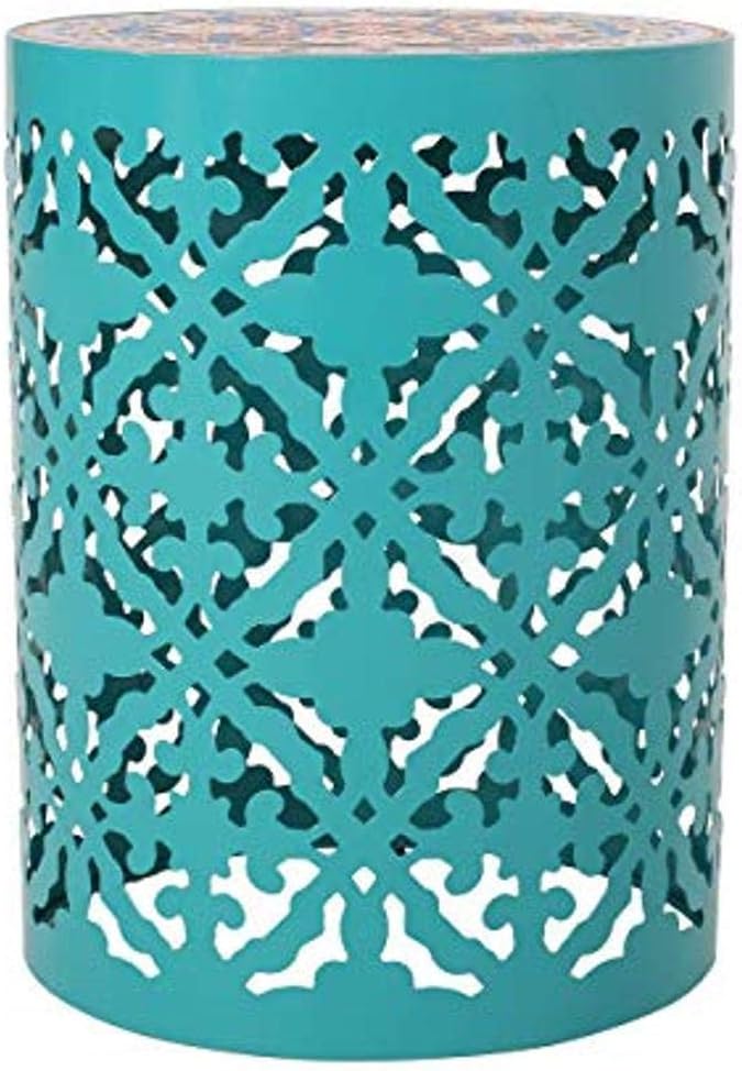 Christopher Knight Home Isaac Indoor Lace Cut Side Table with Tile Top, White