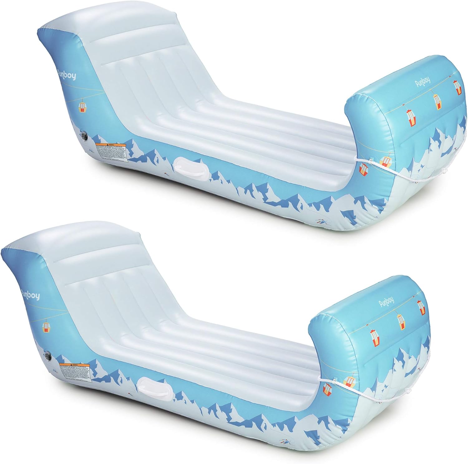 FUNBOY Giant Inflatable Luxury Alpine Mountain Sleigh, Winter Snow Sled, Perfect for Holiday Adventures, Bundle, Pack of 2 Sleighs