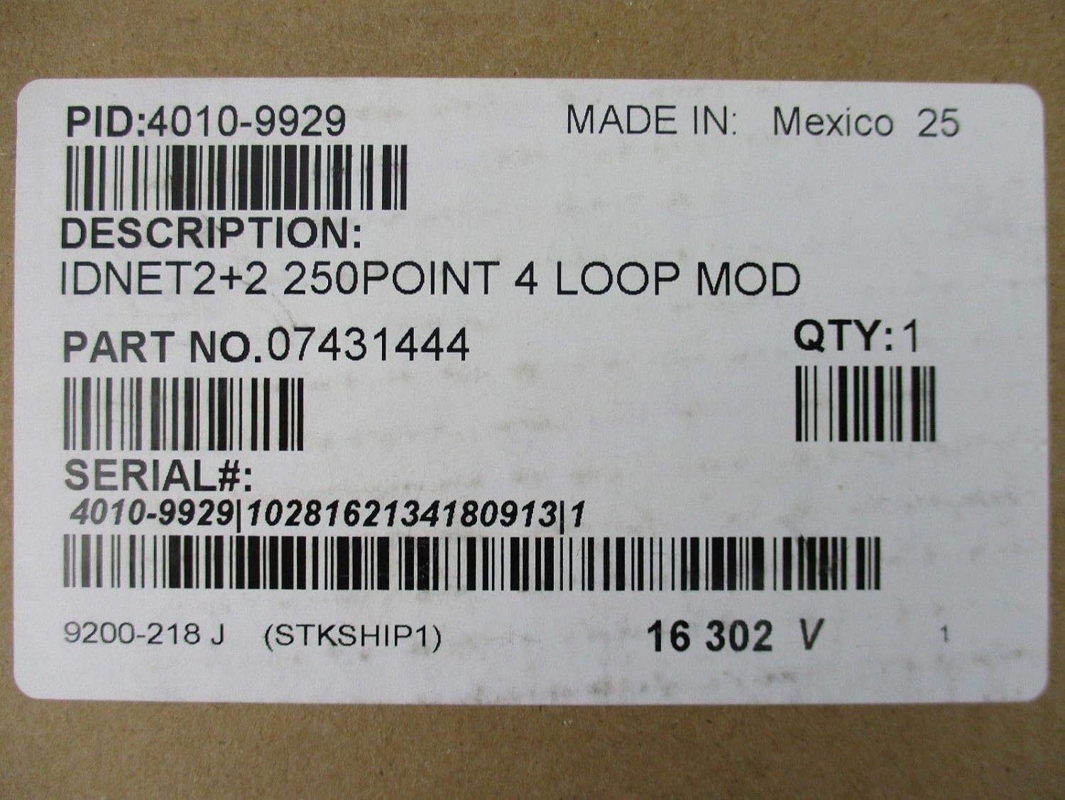 Simplex 4010-9929 IDNET 2+2 250 Point Capacity 4 Loop Module