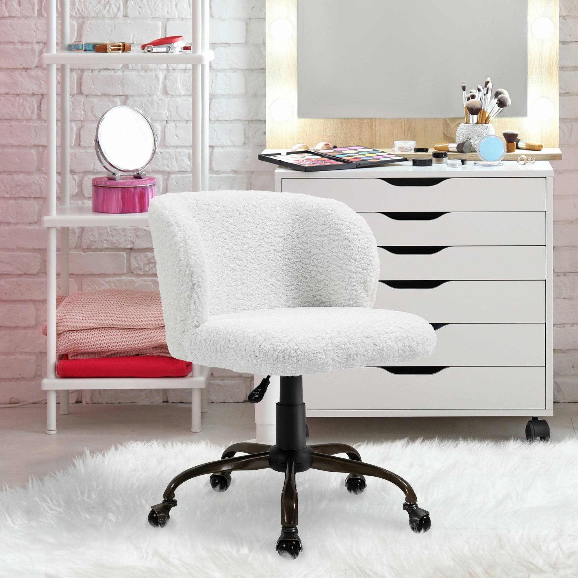 HOMCOM 10.75 in Manager&s Chair with Swivel, 265 lb. Capacity, White