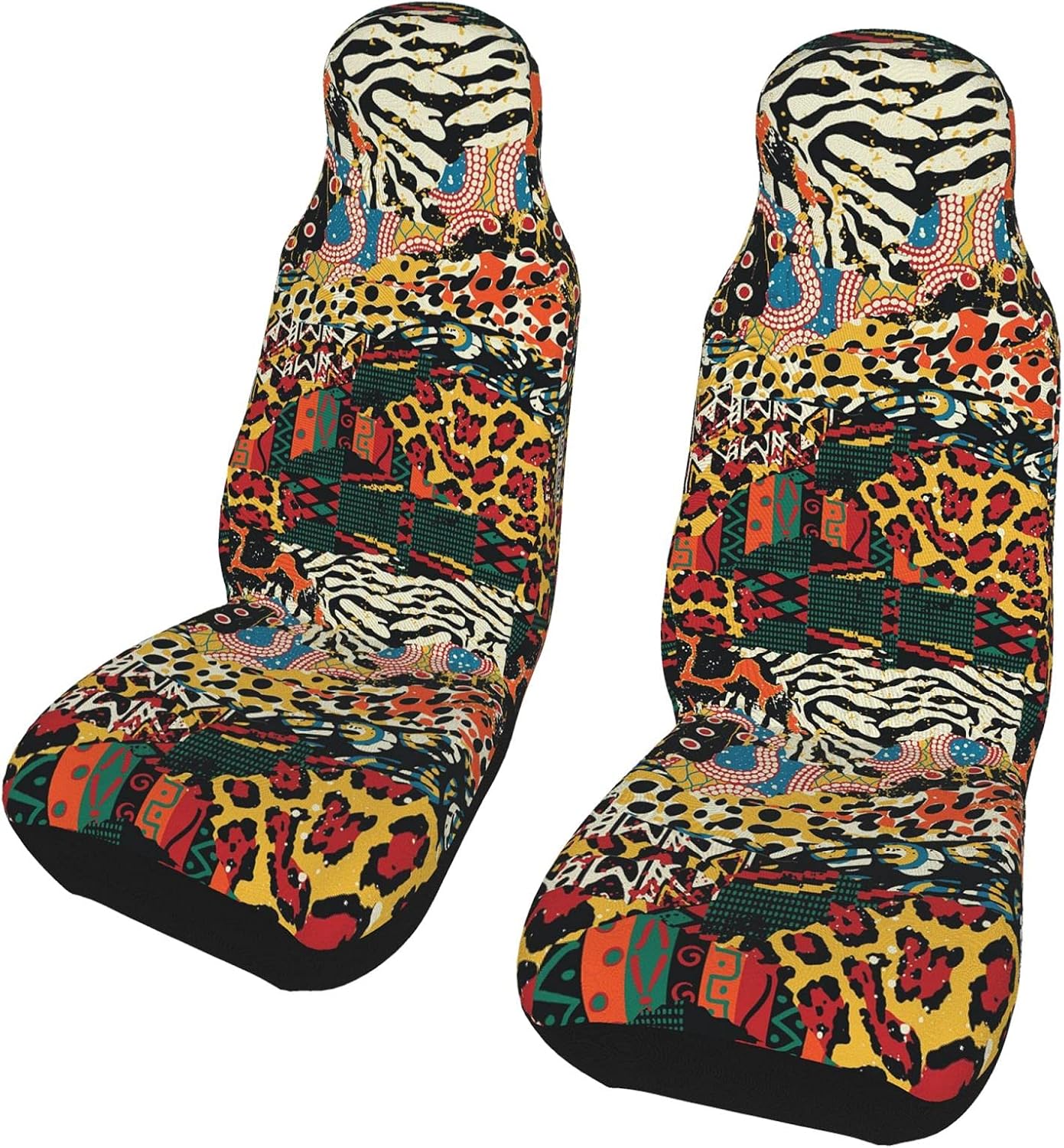 FeHuew Vintage African Wild Animal Skins 2 Pcs Car Seat Covers Set Vehicle Front Seat Protector Auto Interior Accessories Protetors Car Mat Covers Universal fit Most Car SUV Van Truck