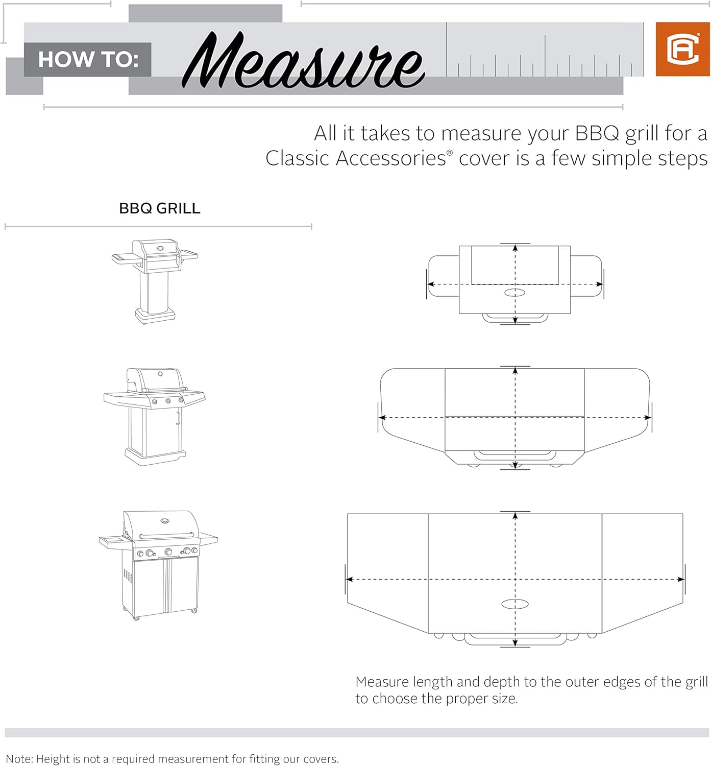 Classic Accessories Porterhouse Water-Resistant 64 Inch BBQ Grill Cover Pack of 2