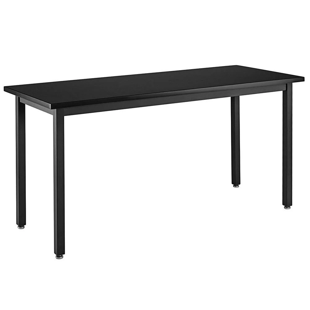 National Public Seating SLT7-2442P 24x22 x 42x22 Fixed Height Black Steel Science Lab Table with Phenolic Top