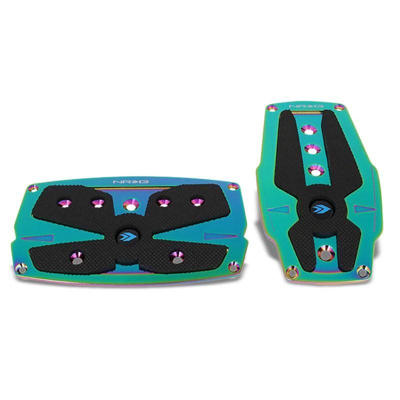 NRG PDL-250MC Neochrome Automatic Brushed Aluminum Sport Pedal with Black Rubber Inserts Universal