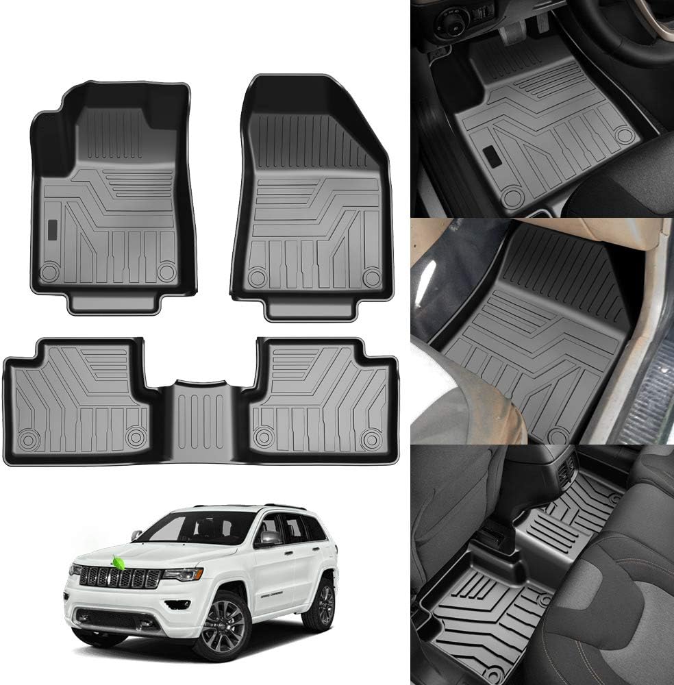 KUST Custom Fit Floor Mats for Jeep Cherokee 2016-2022 (Not for Grand Cherokee) All Weather Floor Mats Liner Carpet Front & Rear Seat Liners 3D Black
