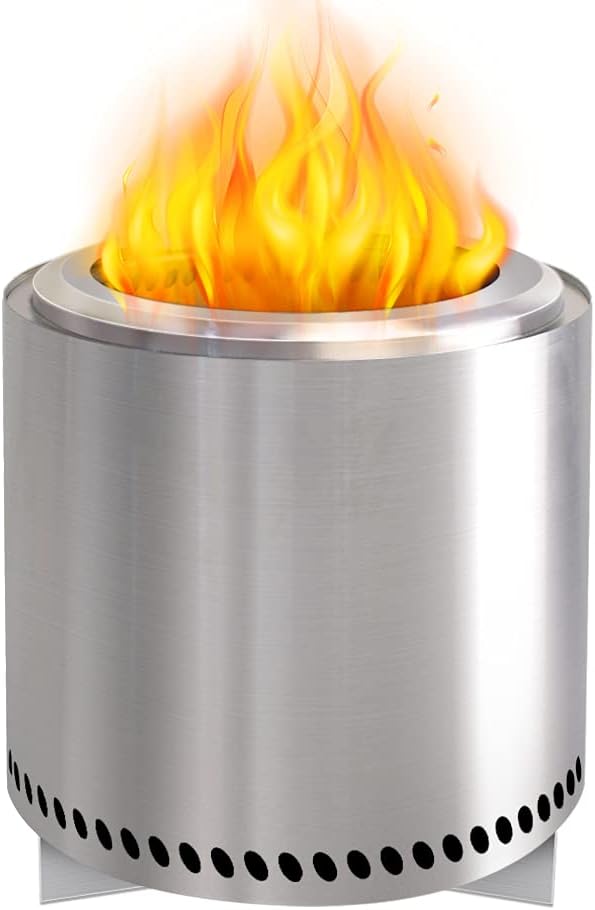 TOAUTO Bonfire Pit Smokeless Fire Pit Large Stainless Steel Outdoor Camp Stove Wood & Charcoal Grill Portable Fire Bowl for Outside BBQ Patio Garden Backyard