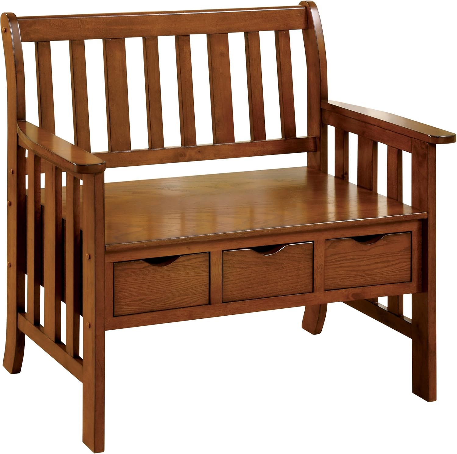 Furniture of America Peyton Accent Bench with 3-Drawers, Oak