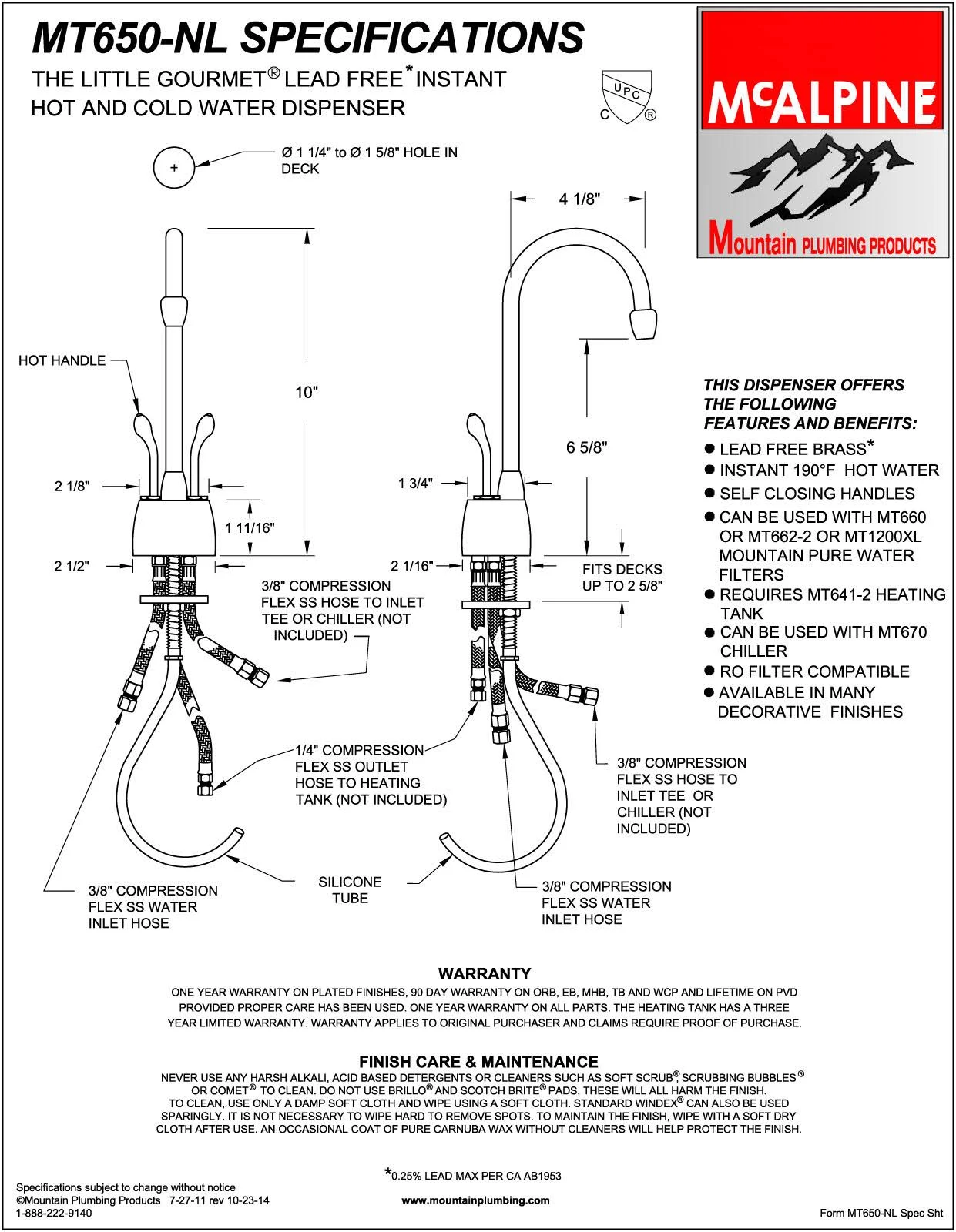 Mountain Plumbing MT650-NL/MB Hot u0026 Cold Water Faucet with Contemporary Body u0026 Double Tilt Levers - Matte Black