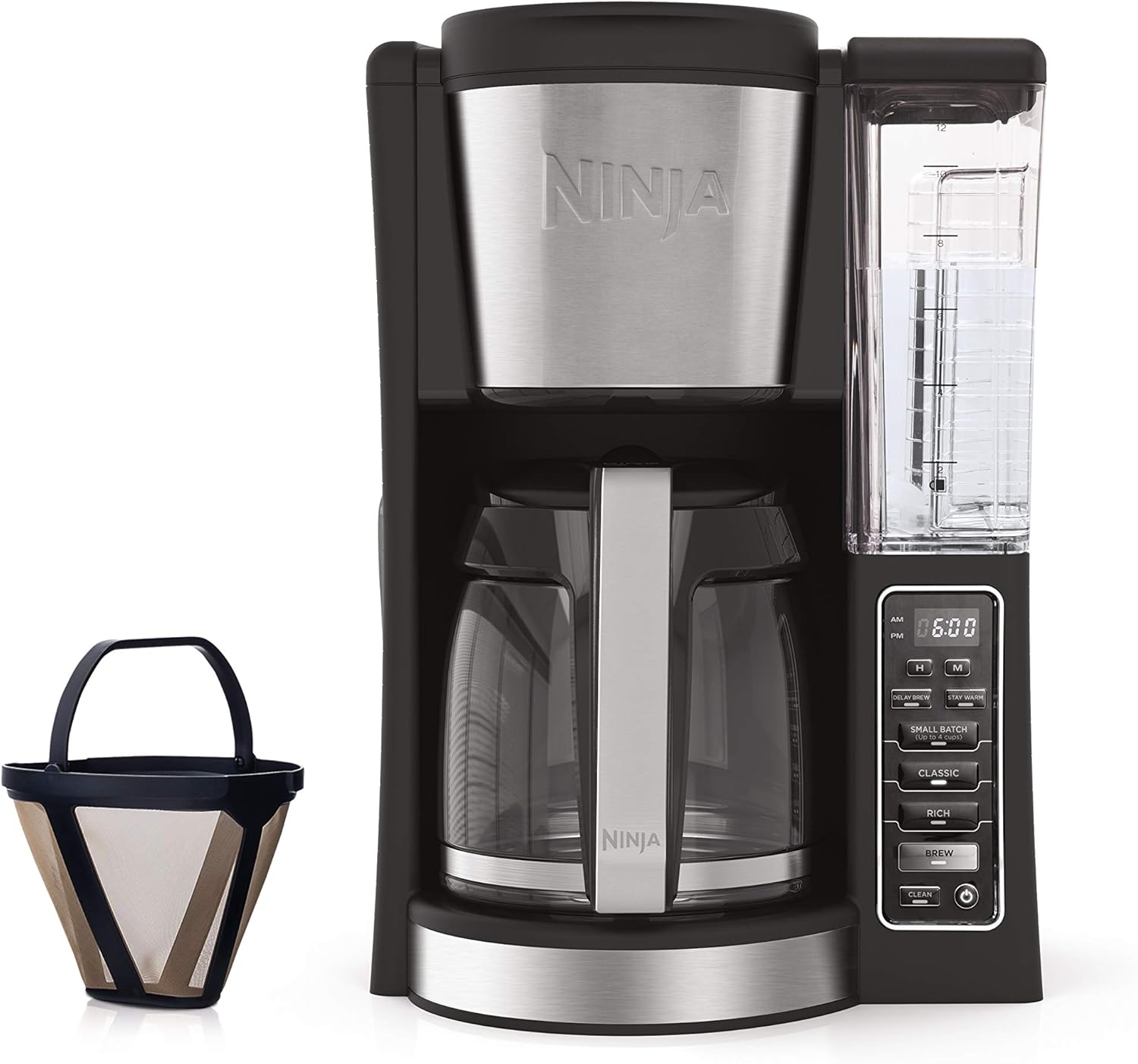 Ninja CE251 Programmable Brewer, with 12-cup Glass Carafe, Black and Stainless Steel Finish