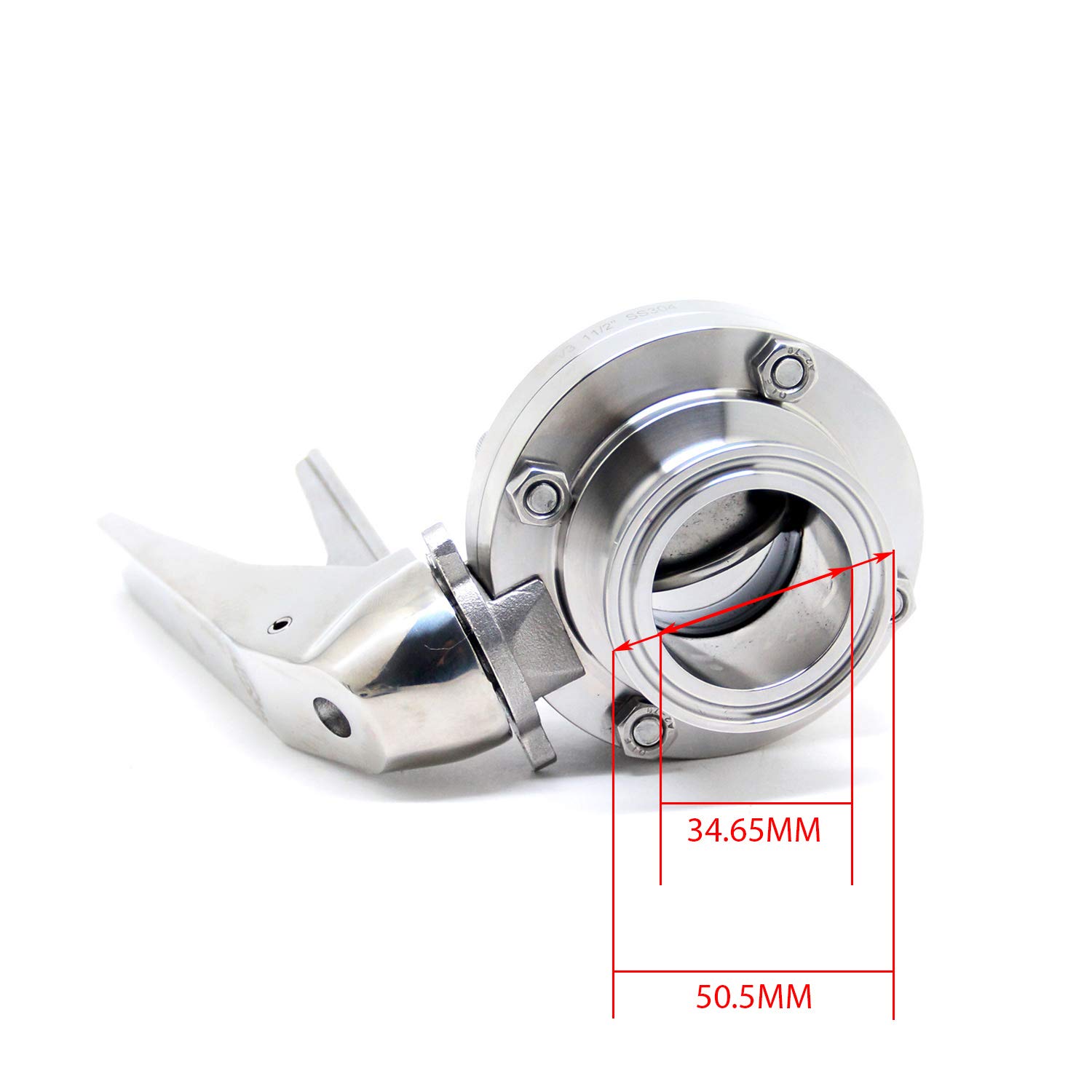 QiiMii Sanitary Stainless Steel 304 Tri Clamp Butterfly Valve with Trigger Handle and EPDM Seal (1.5 inch (1 pack))