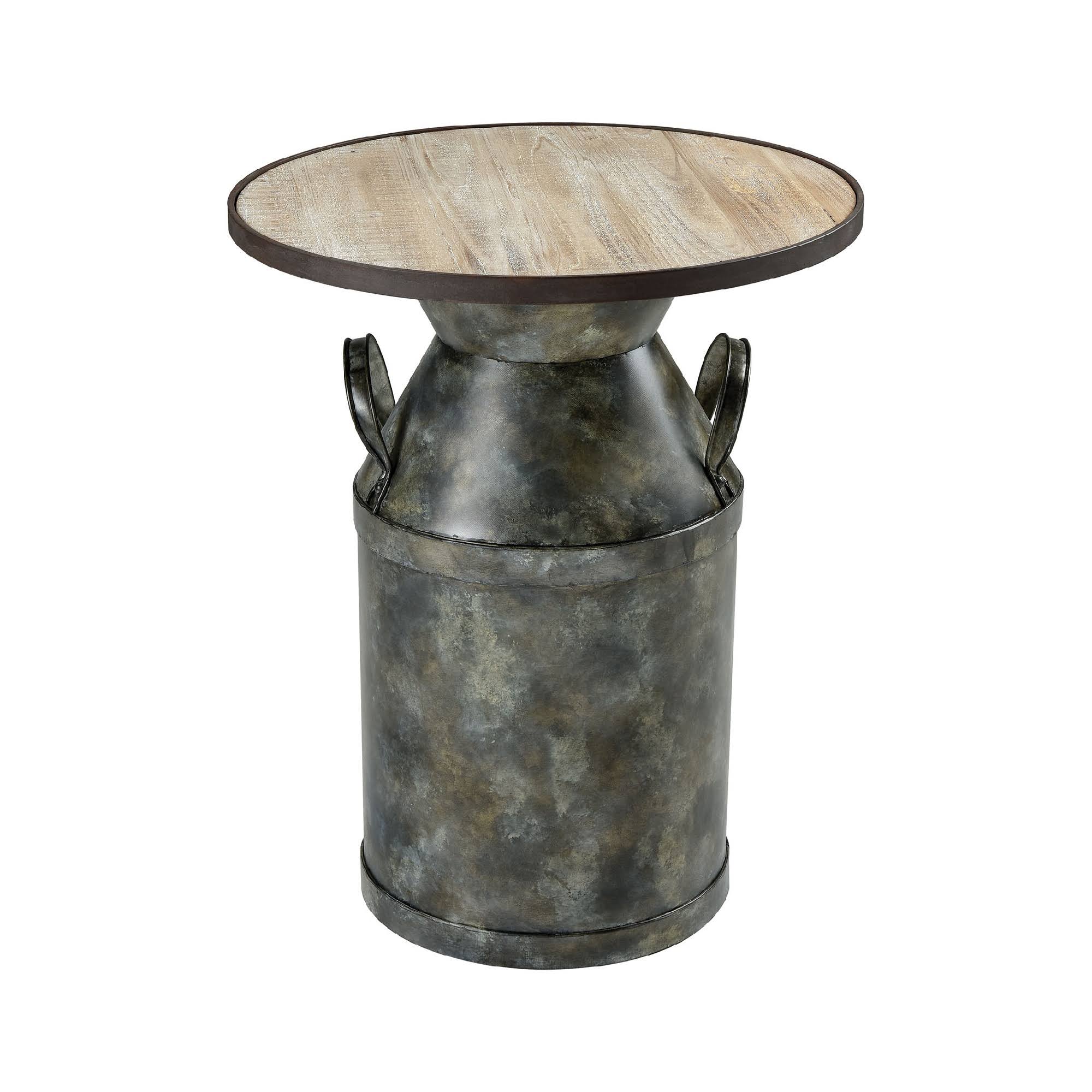 23x22 Antique Black and Brown Round Accent Table