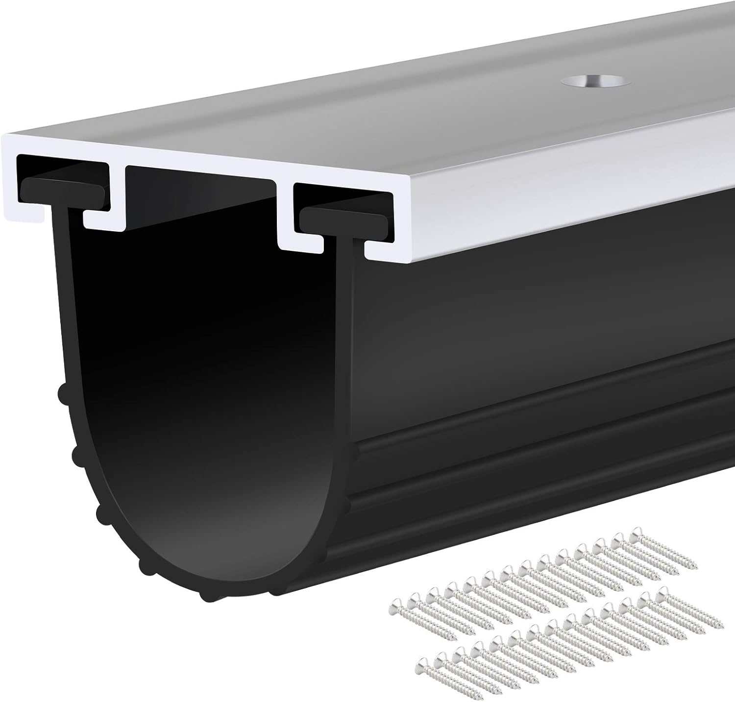 Garage Door Seals Bottom Rubber with Pre-drilled Aluminum Track Retainer Base Kit,Heavy-Duty U Shape Garage Door Weather Stripping Kit (20 Ft) Pack of 2