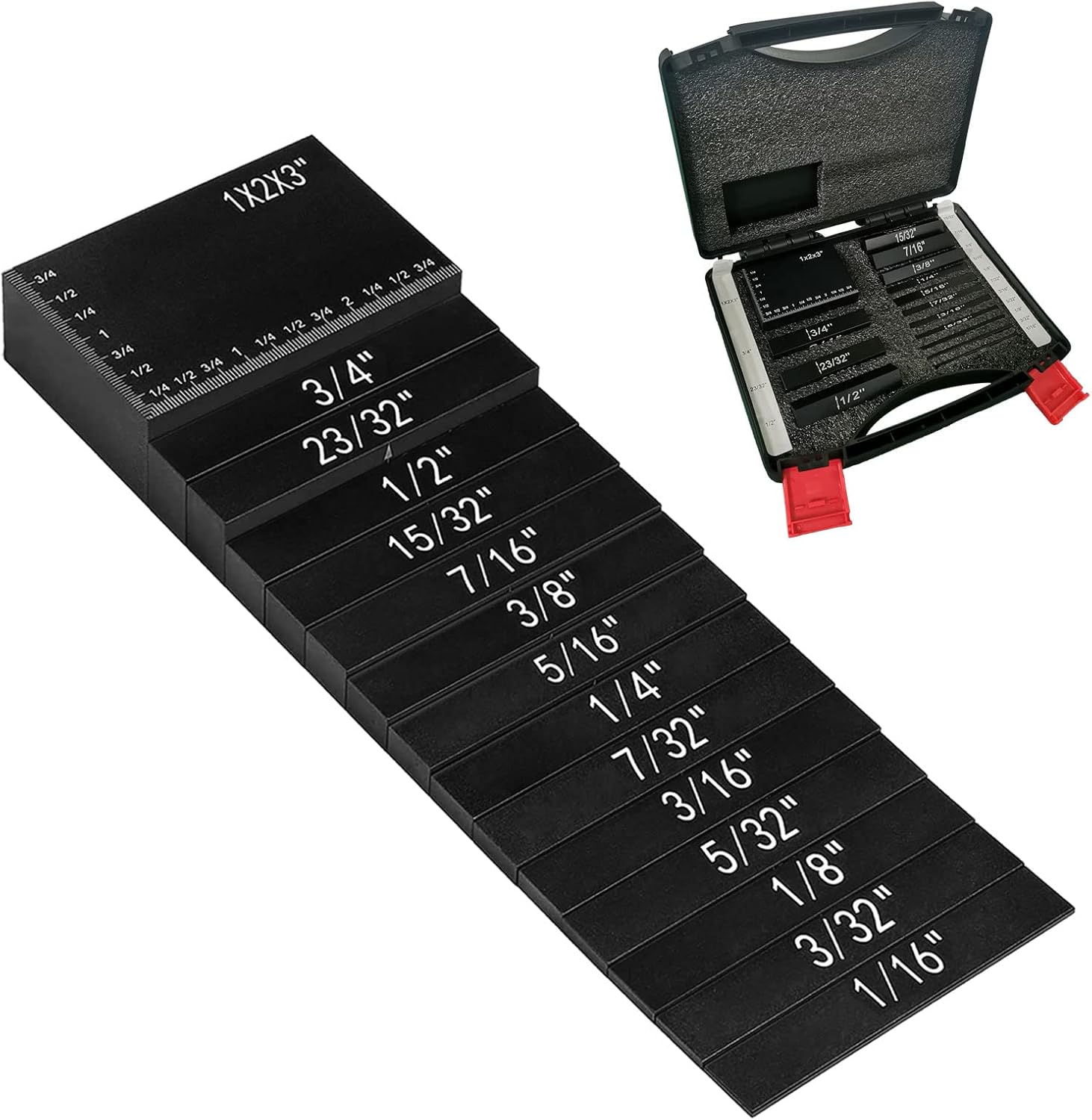 Setup Blocks Height Gauge Set, 15Pcs Precision Aluminum Height Gauge Set Setup Bars, Testing Gage Block Gage Measuring Tool for Router and Table Saw Woodworking Accessories (Blue)