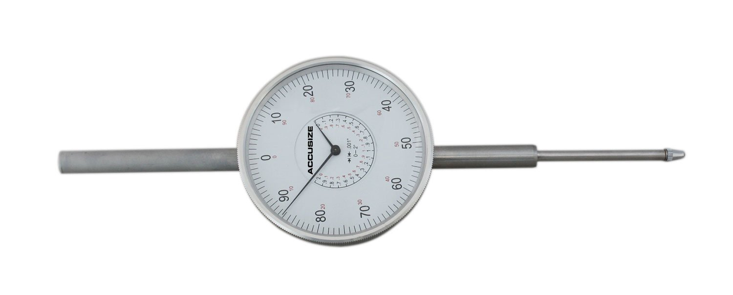 Accusize Industrial Tools Agd2 Style 0-2'' by 0.001'' Dial Indicator with A 3'' Big Face, Lug Back, P900-S090 Pack of 2