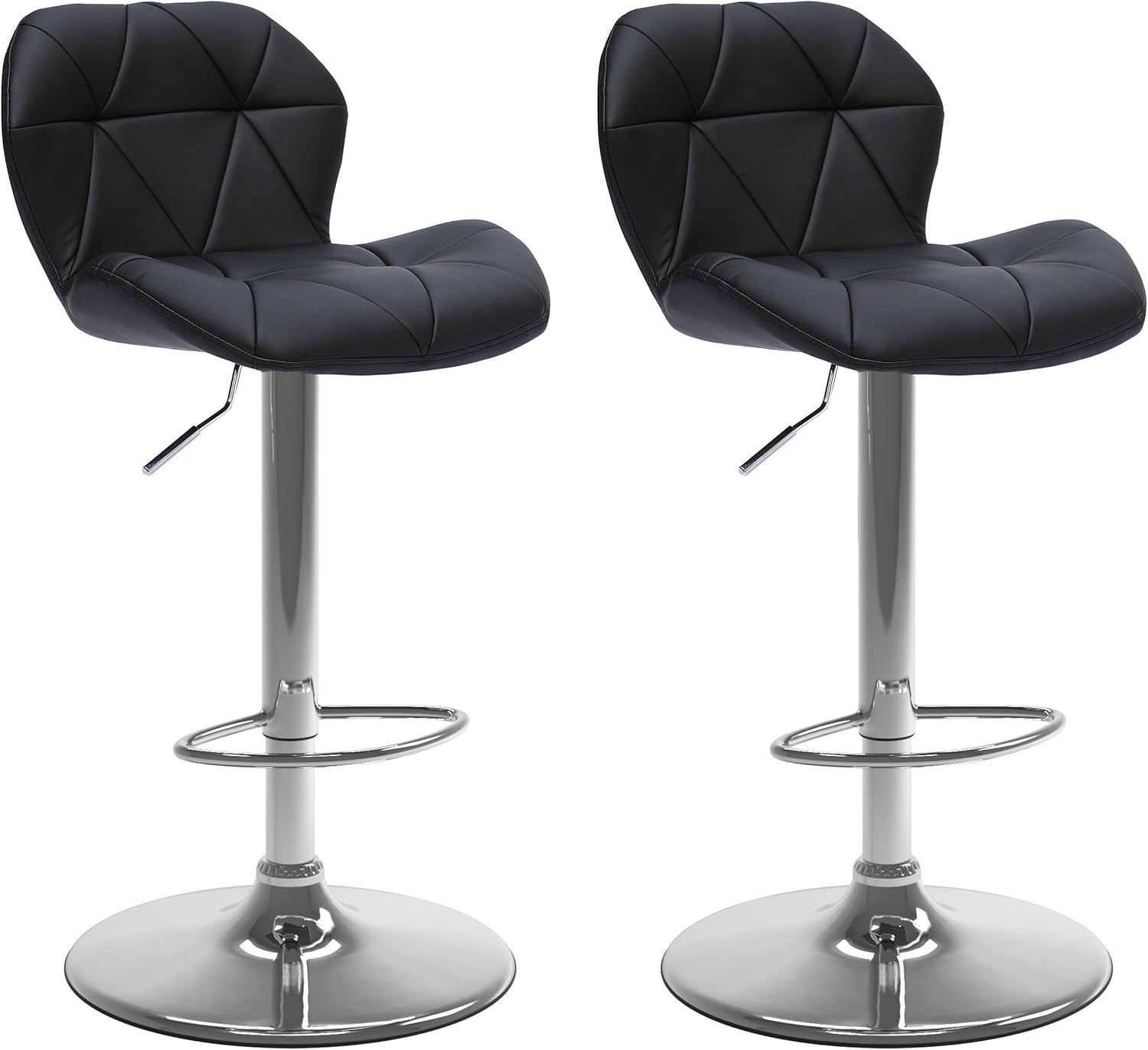 CorLiving Adjustable Bar Stool in Black Bonded Leather , set of 2