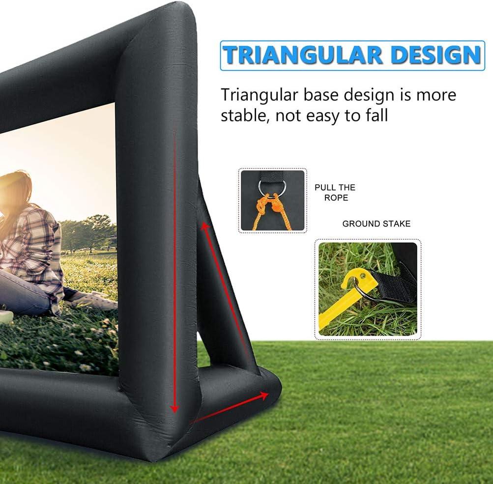 16FT Inflatable Projector Movie TV Screen for Backyard Barbecue Party Outdoor and Outdoor,Includes Inflation Fan, Tie-Downs and Storage Bag and Other Acccessories&hellip;