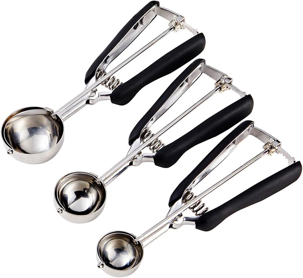 Cookie Scoop Set - Include 1 Tbsp/ 2 Tbsp/ 3Tbsp - 3 PCS Cookie Scoops for Baking - Cookie Dough Scoop - Made of 18/8 Stainless Steel Pack of 2
