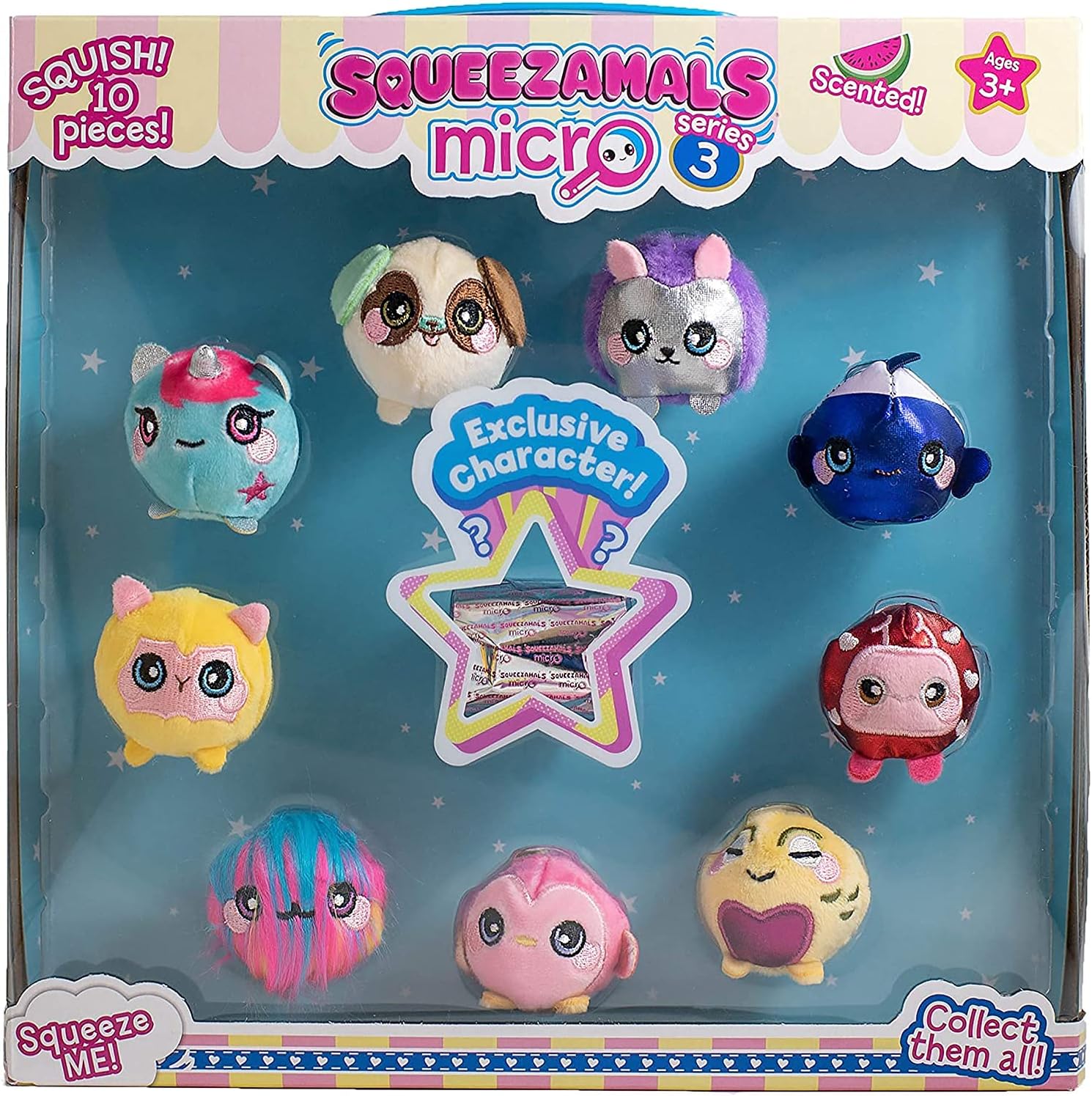 Squeezamals Mystery Black Box Collector Pack, 6 Exclusive Characters Pack of 2