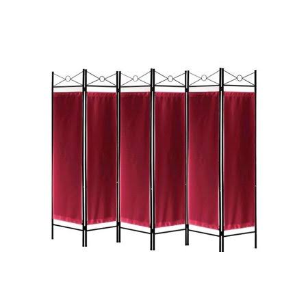 Legacy Decor 6 Panels Room Dividers Privacy Screen Home Office Fabric Metal Red Color