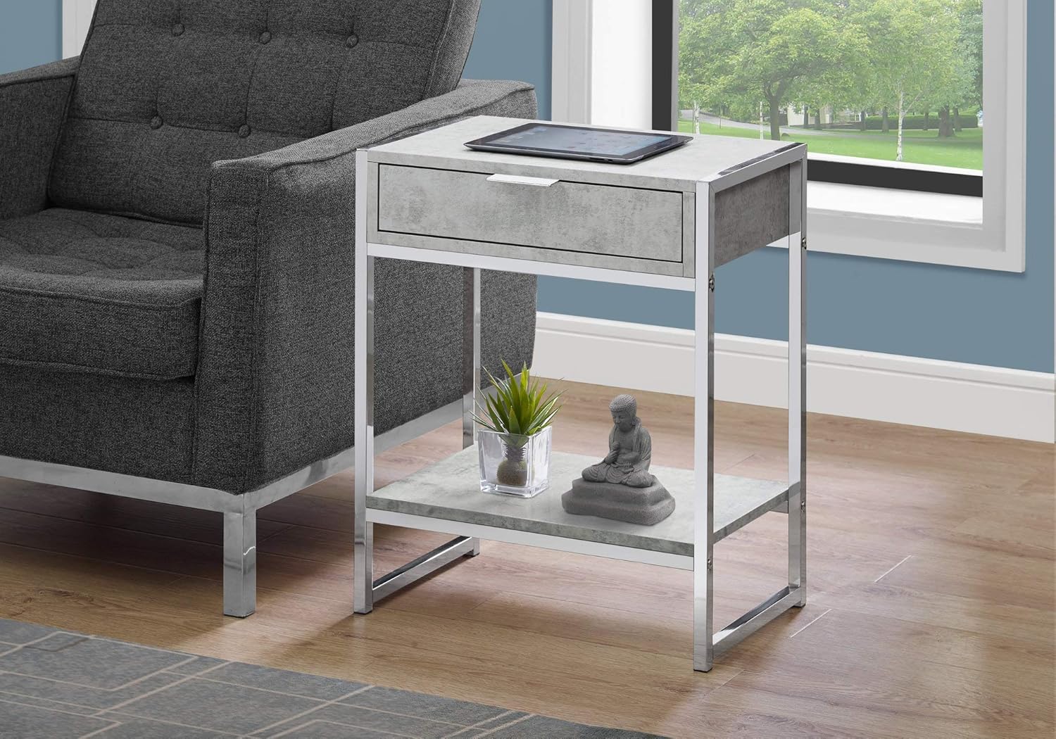 Monarch Specialties I Accent, END Table, Night Stand, GREY