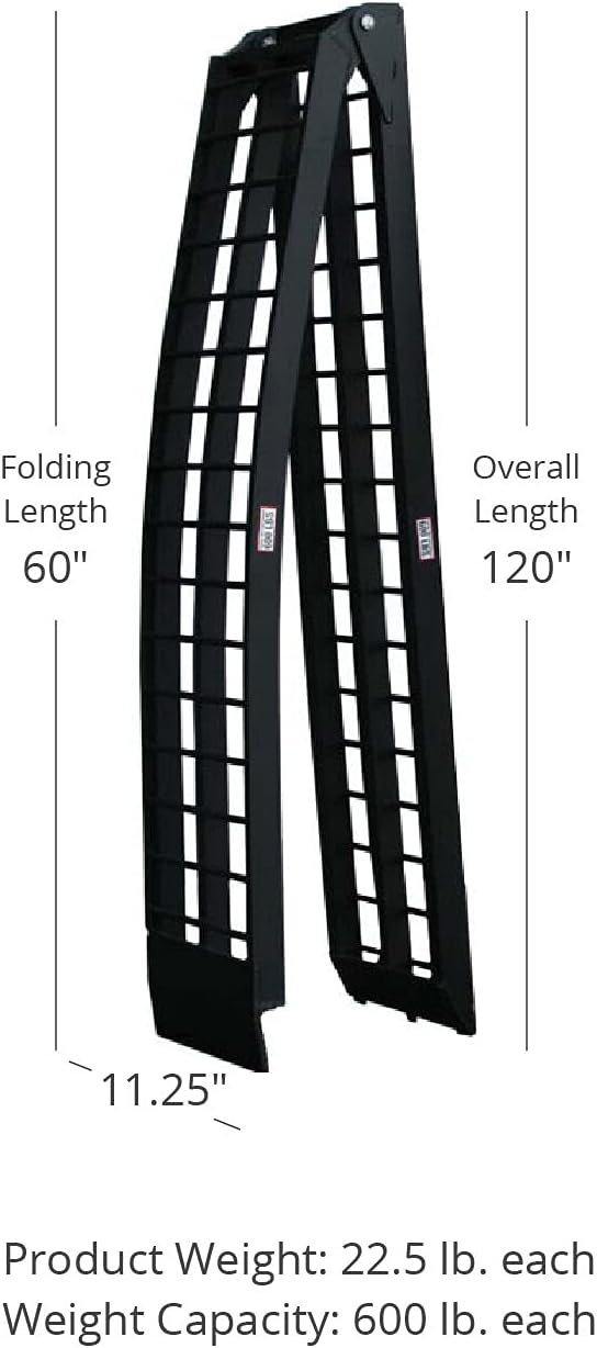Titan Ramps Pair of 10 FT Folding Arch Ramps, Aluminum Frame, 1,200 LB Capacity, Safety Straps