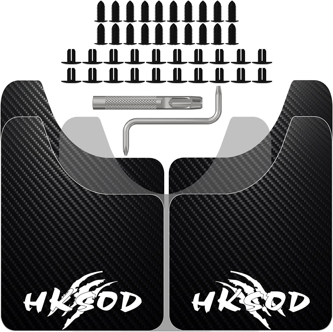 Car Mud Flaps Universal Mud Guard with Positioning Plate, Punch Tool and 20 Screws, Car Splash Guard for Pickup Trucks, SUV, Van, Saloon Car, Sports Car (4PCS) Pack of 2