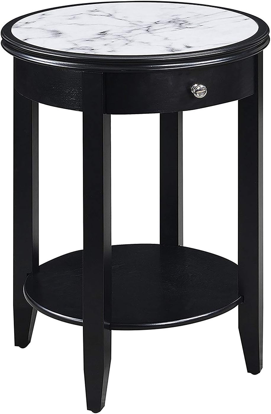 Convenience Concepts American Heritage Baldwin End Table with Drawer, Mahogany / Faux Marble Pack of 2