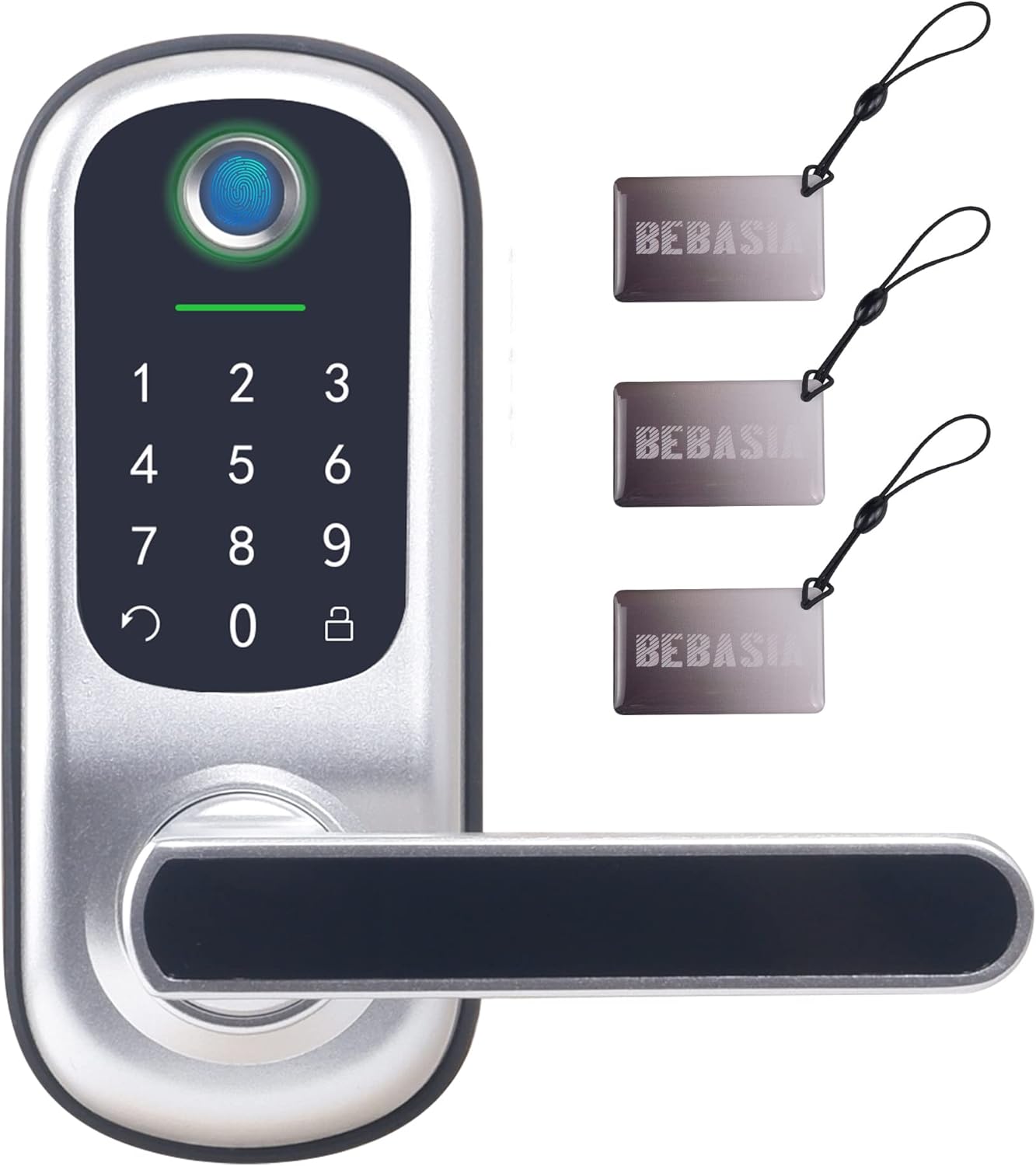 Fingerprint Door Lock, Keyless Entry Door Lock, Digital Kepad Door Lock, Smart Door Level Lock with Reversible Handle (Black)