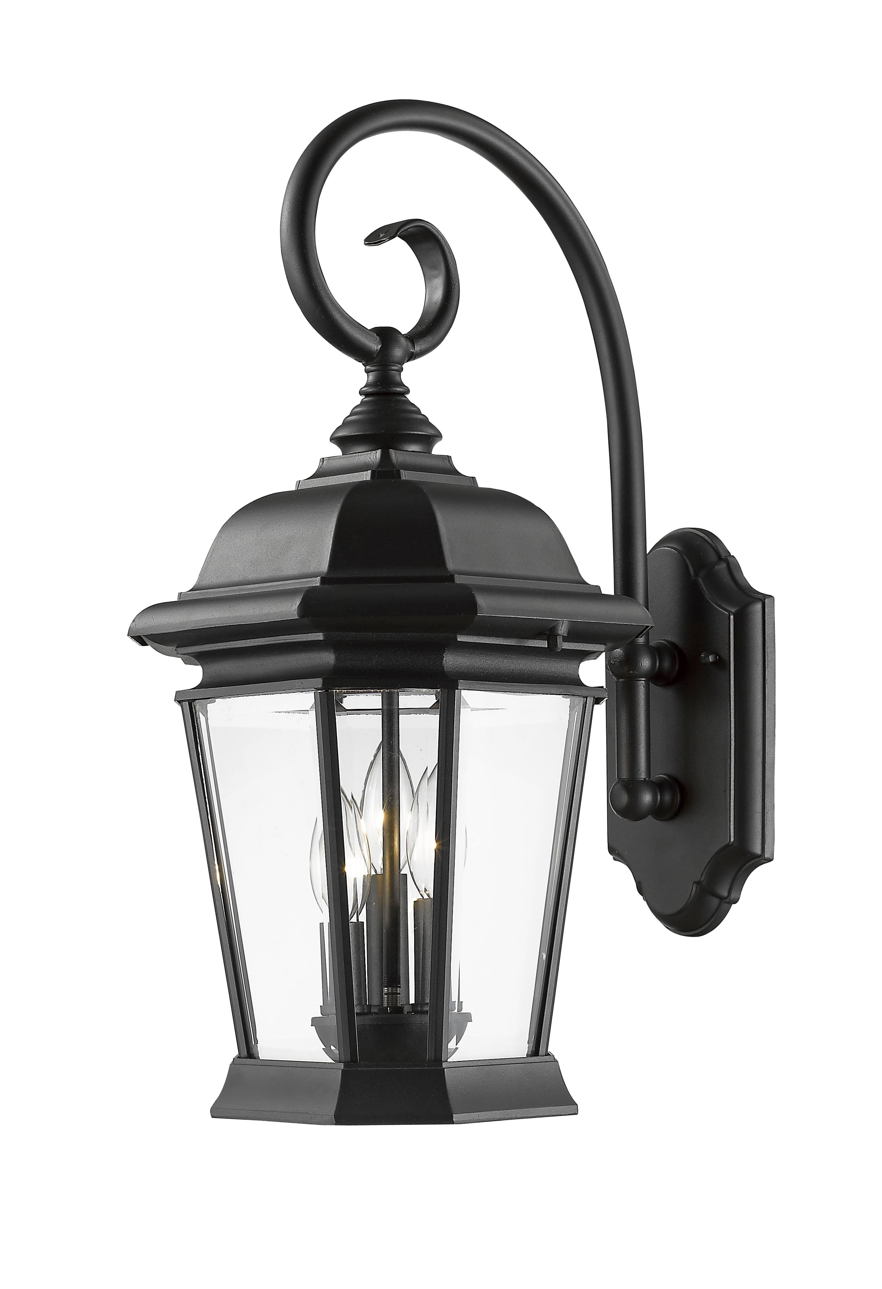 Z-Lite 541B-BK Melbourne 3 Light Outdoor Wall Light, Black