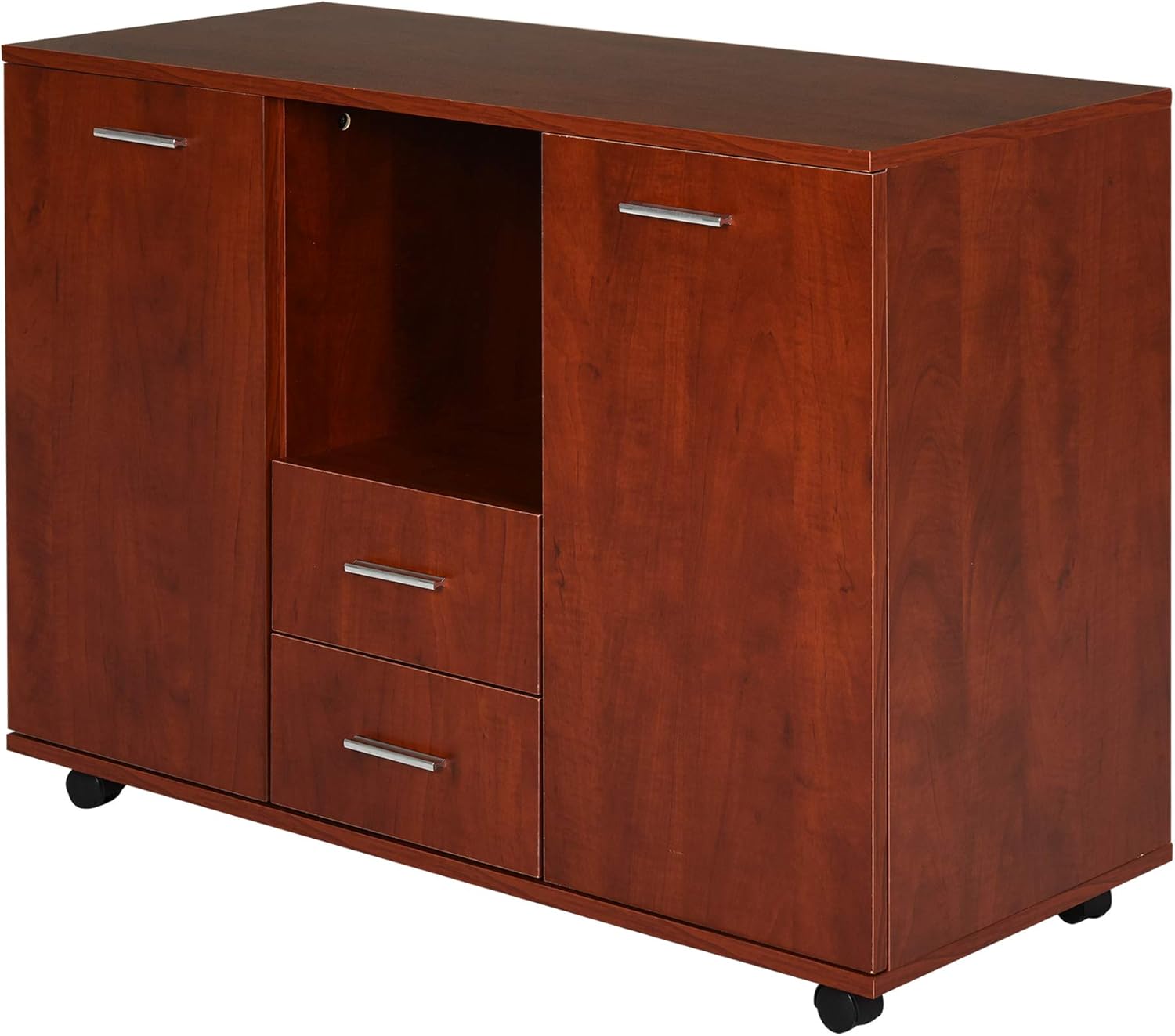 Vinsetto Multifunction Office Filing Cabinet Printer Stand with 2 Drawers, 2 Shelves, & Smooth Counter Surface, Black