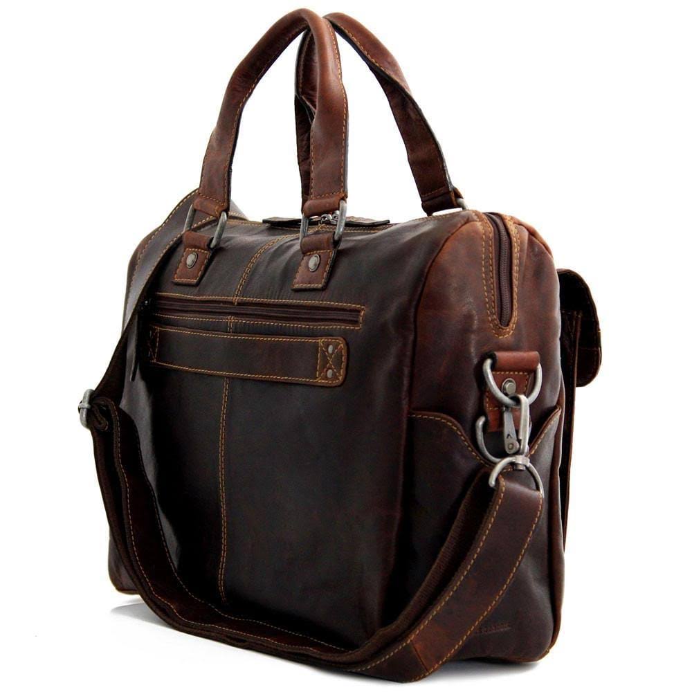 Jack Georges Voyager Top Zip Briefcase with Front Flap Pocket - Brown