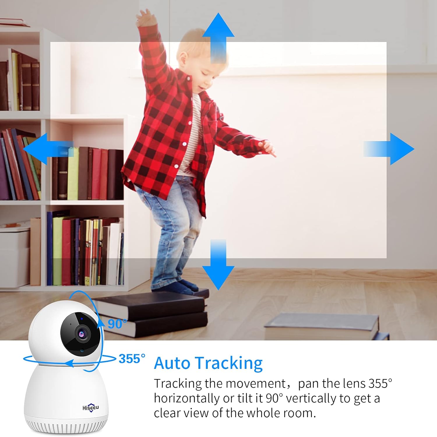 【2K, Smart Motion Tracking】 Hiseeu Snowman 3MP Wireless Security Camera for Home, WiFi Pet Camera for Baby, Nanny, Dog and Cat, 360-degree, 2 Way Audio, Night Vision, Supported TF Card Record Pack of 2