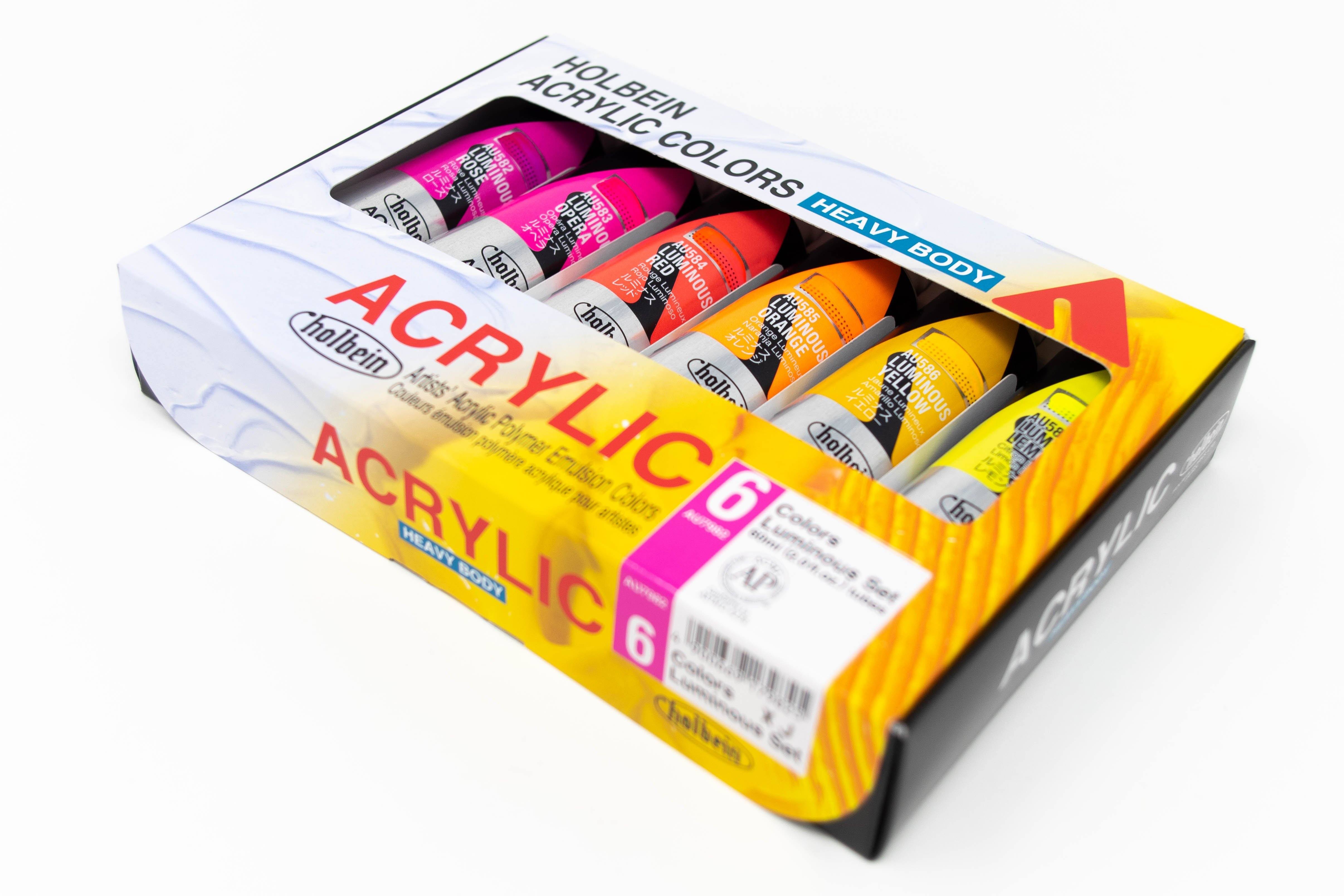 Holbein - Artist Heavy Body Acrylic 60ml Tube Set - 6-Color Luminous Set