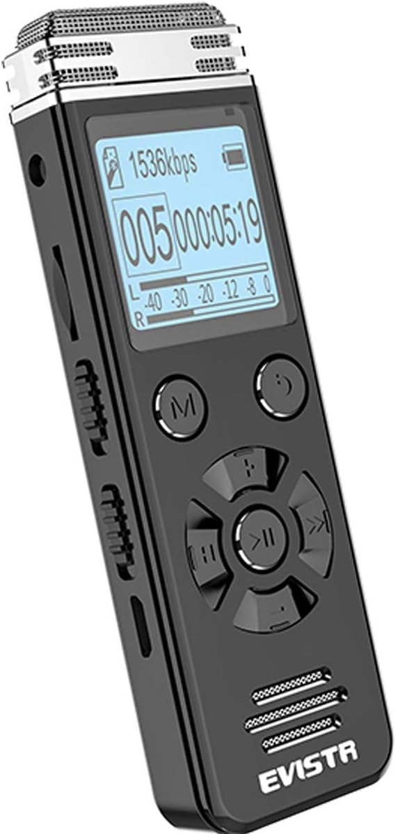 EVISTR V508 32gb Digital Voice Recorder for Lectures Meetings - Portable Recording Devices with Playback, Line-in, Password, USB Rechargeable Pack of 2