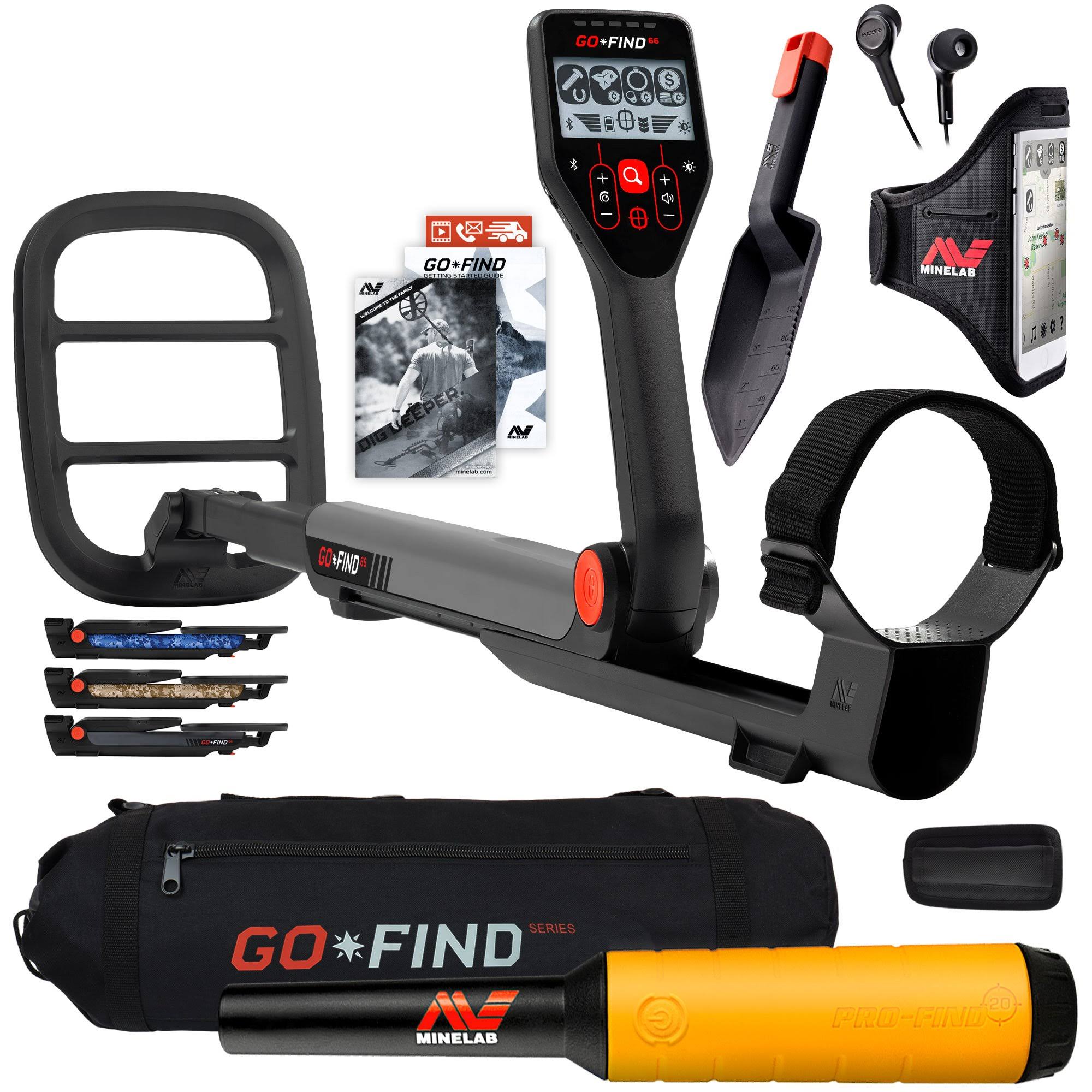 Minelab GO-FIND 66 Metal Detector with Pro-Find 20 Pinpointer u0026 Black Carry Bag