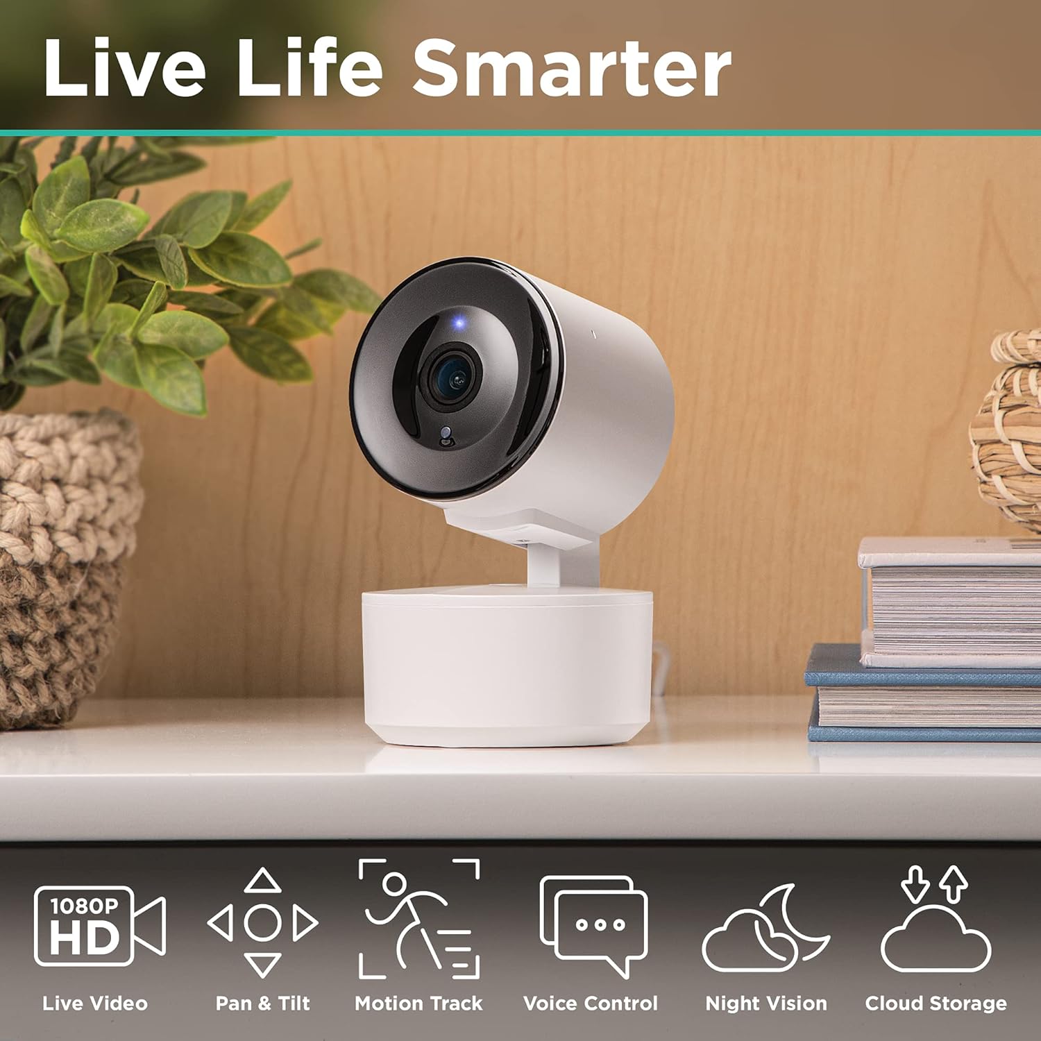 iHome Roto Smart Indoor WiFi Auto-Tracking Security Camera, Home Surveillance Cameras with 2-Way Audio, Night Vision, and Motion Alerts, 1080p HD, 2 Pack Pack of 2