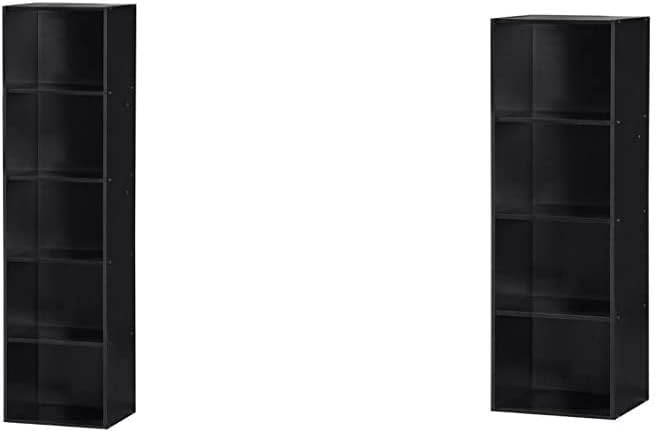 HODEDAH IMPORT 5 Shelve Bookcase cabinet, Beech Pack of 2