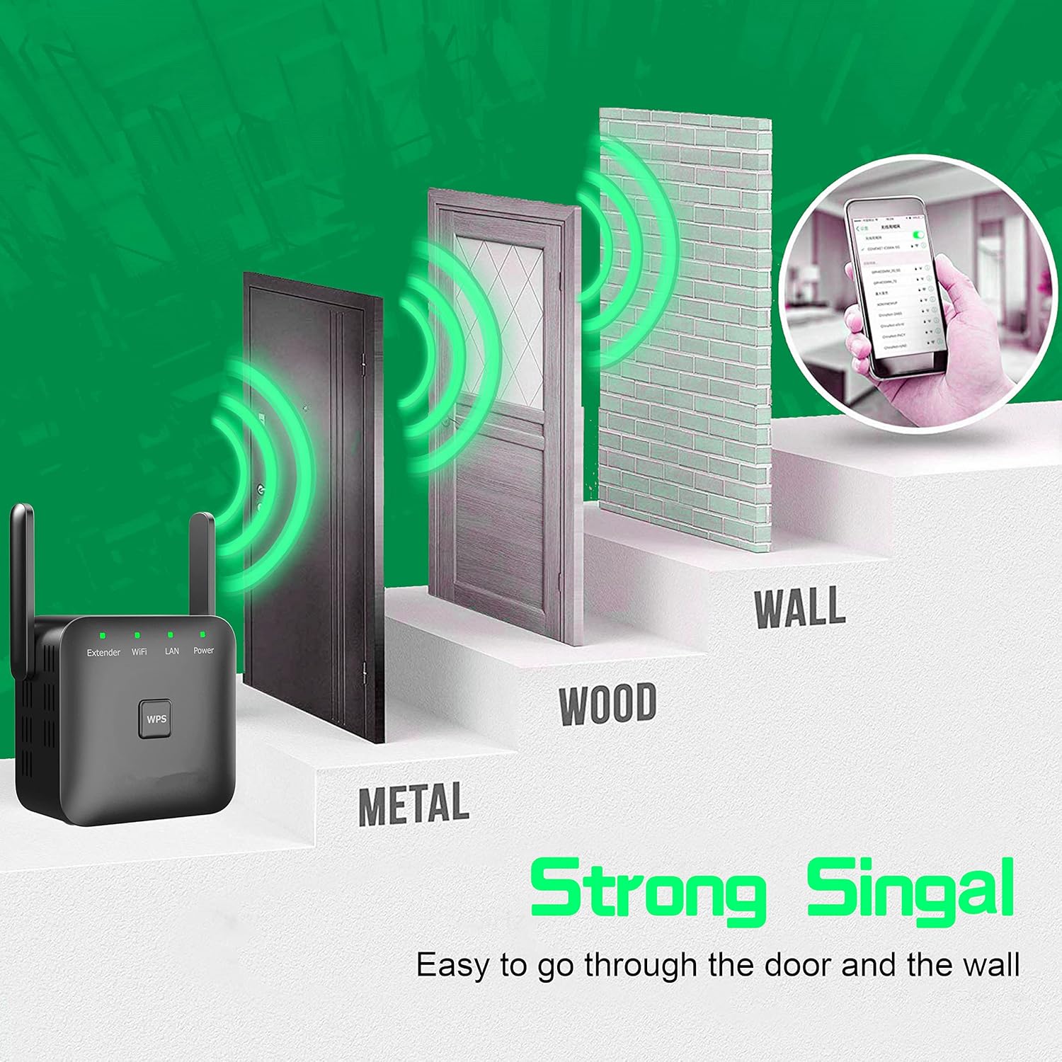 Wiwafifa WiFi Extender Signal Booster - Coverage Up to 3000 Sq.ft, 2022 Newest Generation Wireless Signal Repeater for Home, WiFi Long Range Amplifier with Ethernet Port, Access Point, 1-Tap Setup Pack of 2