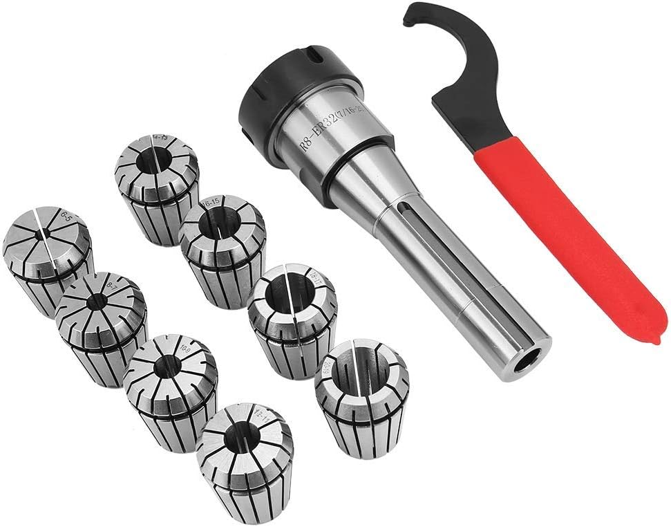 10Pcs R8-ER32 High Speed Steel Collet Chuck Holder Set for CNC Processing Boring Milling Drilling Silk Attack Sculpture CNC