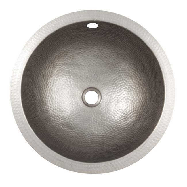 The Copper Factory CF148SN 15 Hand Hammered Medium Round Undermount Lavatory Sink Satin Nickel