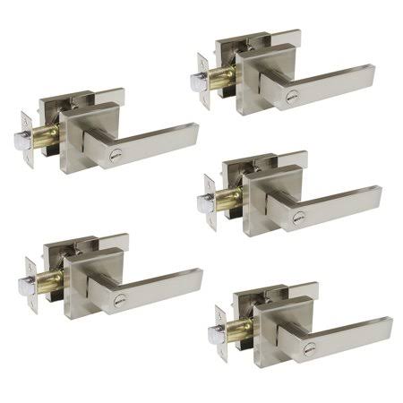 Probrico Square Door Lever Brushed Nickel Privacy Door Lock Keyless for Bathroom Bedroom 5 Sets