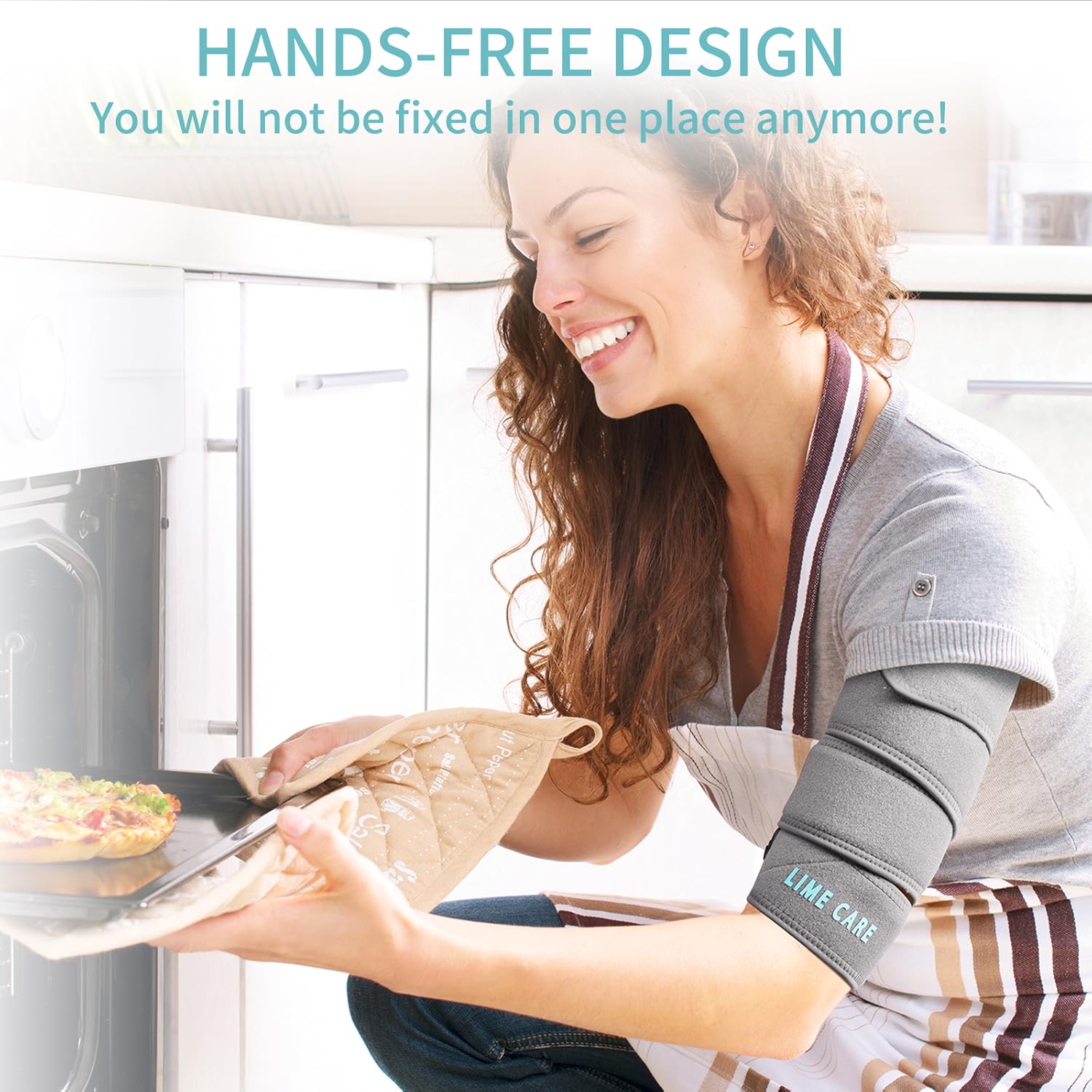 Cordless Heating Pad for Arm/Elbow/Leg/Wrist/Ankle/Knee, Portable Heat Pad Wrap Therapy for Pain and Cramps Relief, 3 Heating Levels with Moist Heat, Battery Operated, Soft Flannel Velvet, 42 X 2.7