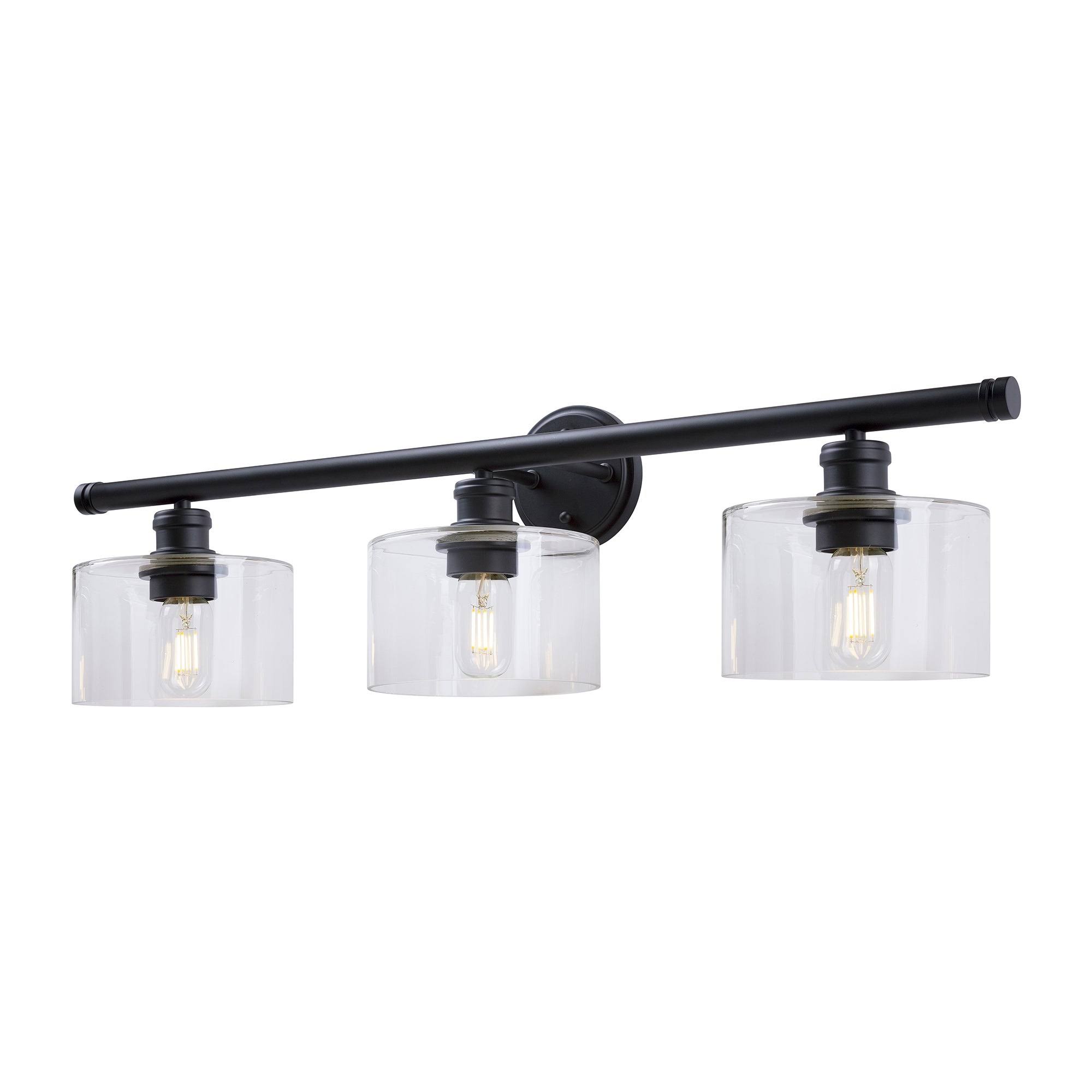 Forte Lighting-5748-03-04-Zane - 3 Light Bath Vanity Black Finish