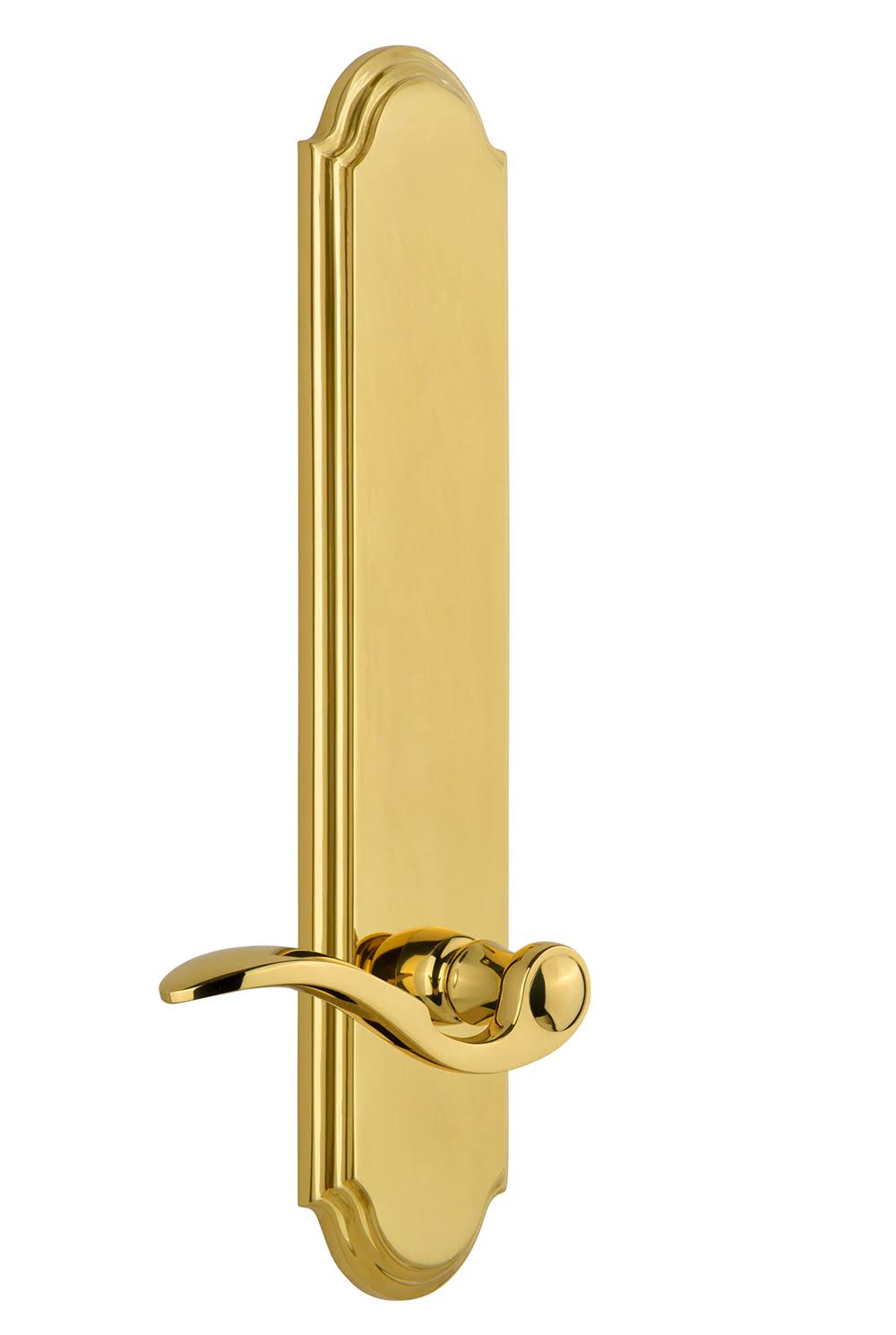 Grandeur Arc Tall Plate Privacy Bellagio Lever in Lifetime Brass