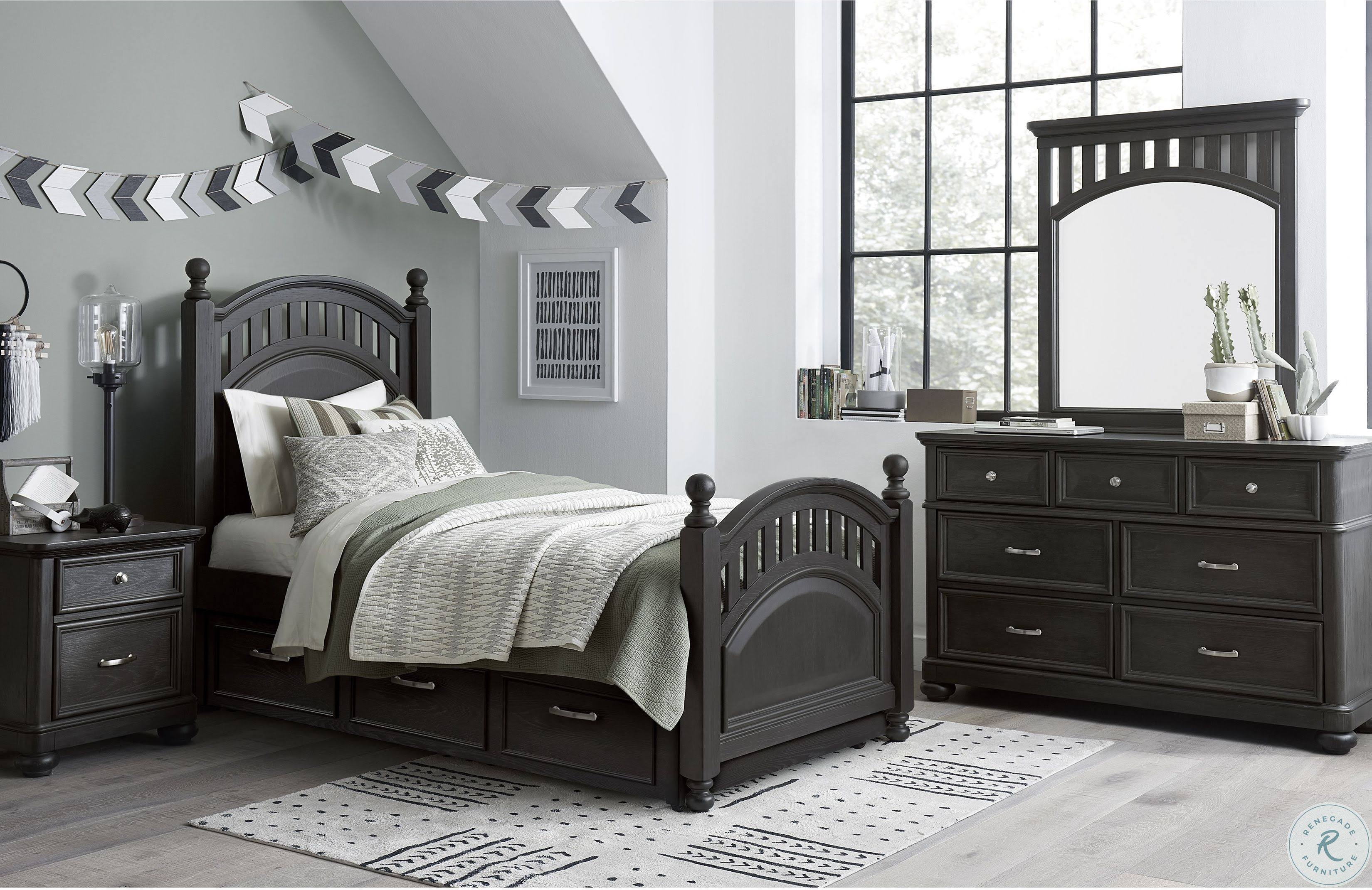 Kids Charcoal Twin Bed Trundle Storage Unit Accessory