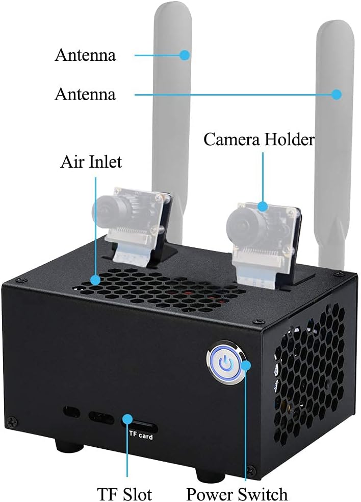 GeeekPi Jetson Nano 4gb Developer Kit B01, Jetson Nano B01 Metal Case with 4020 PWM Cooling Fan and 4010 Fan,AC8265 Wireless NIC Module with 5db Antennas